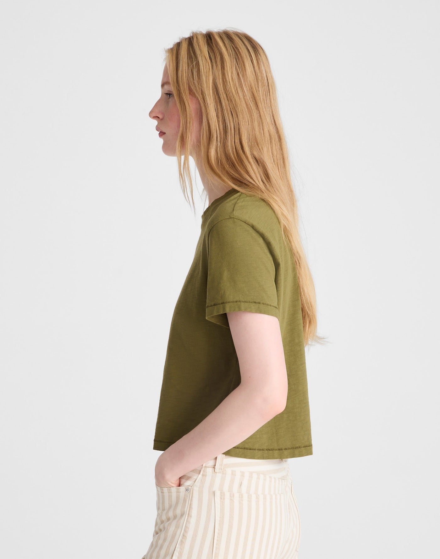 Madewell The Easy Crop Crewneck Tee Soft Slub 100% Cotton
