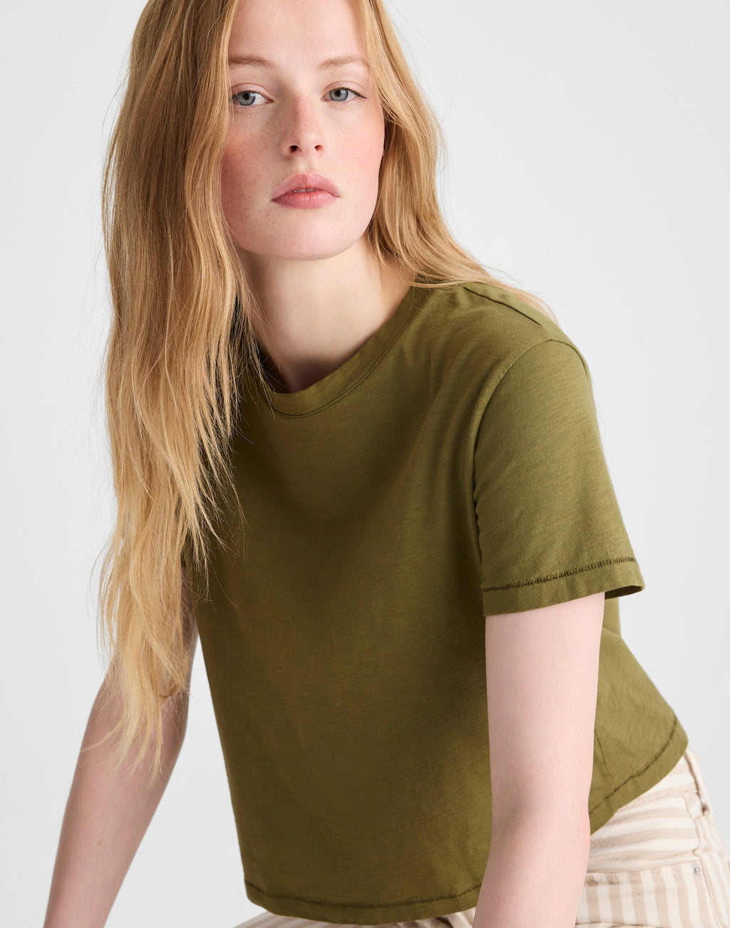 Madewell The Easy Crop Crewneck Tee Soft Slub 100% Cotton