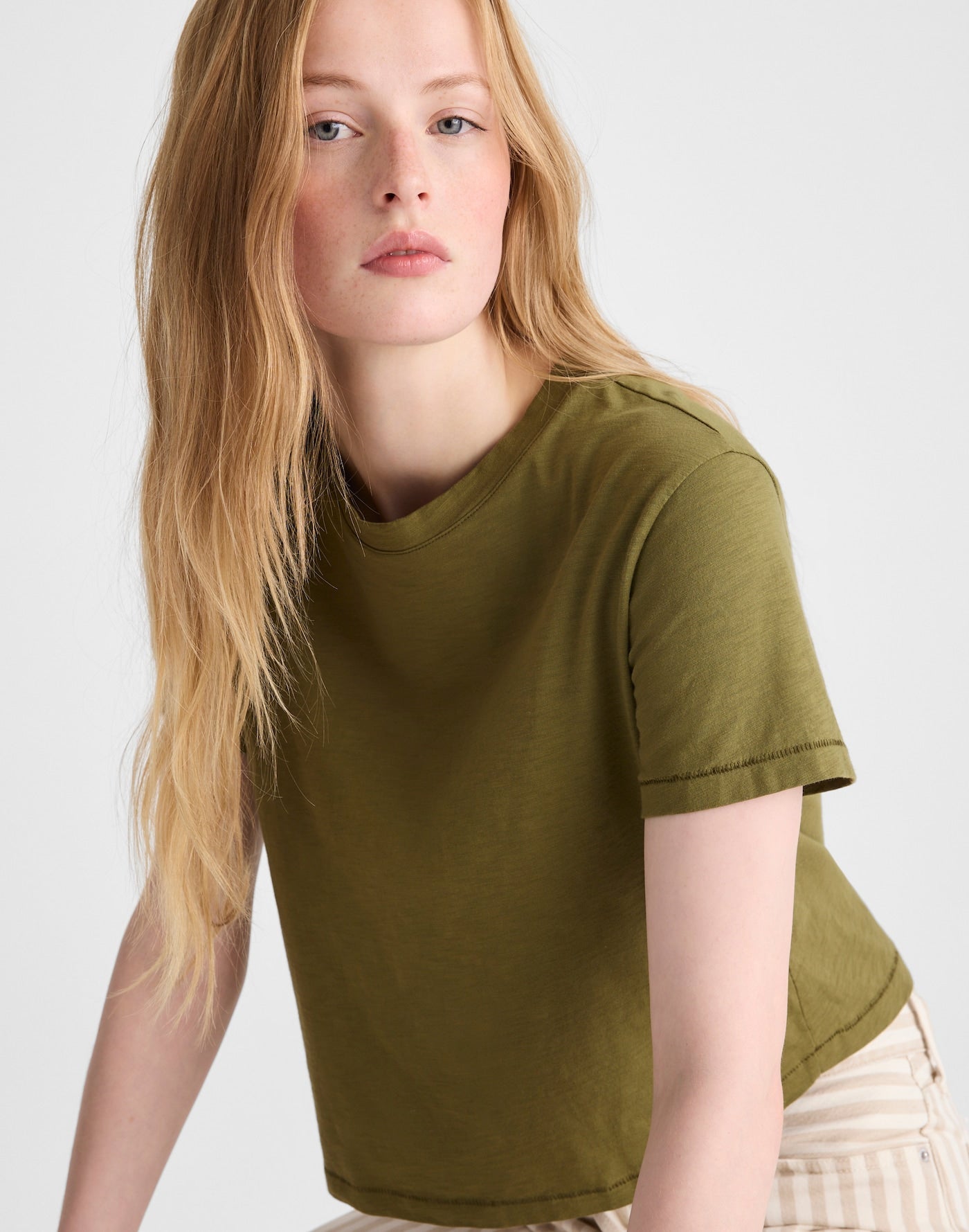 Madewell The Easy Crop Crewneck Tee Soft Slub 100% Cotton