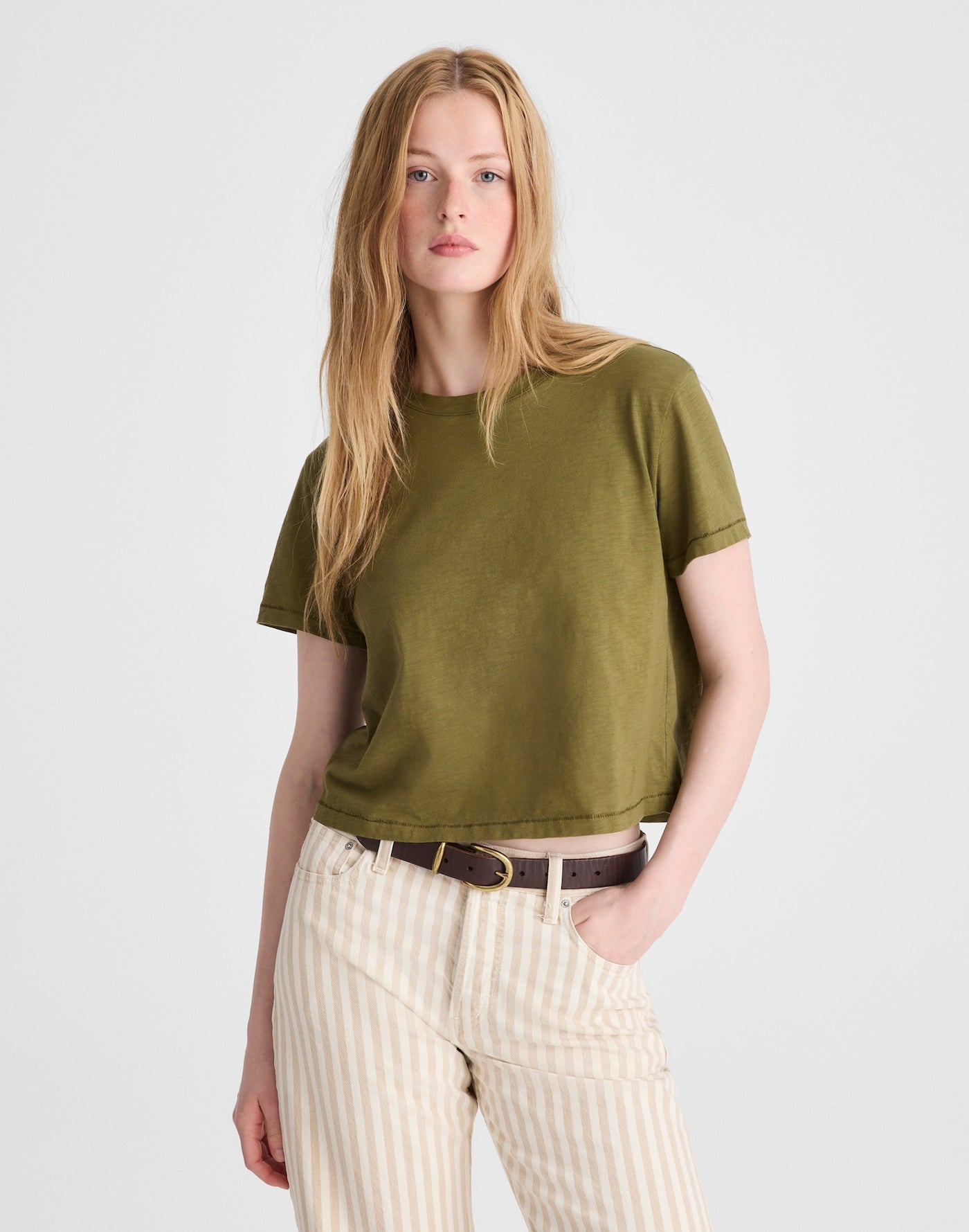 Madewell The Easy Crop Crewneck Tee Soft Slub 100% Cotton