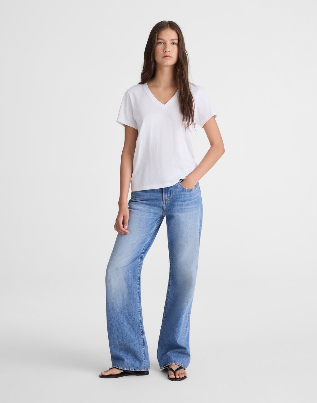 Madewell Easy V-Neck Tee Soft Slub 100% Cotton
