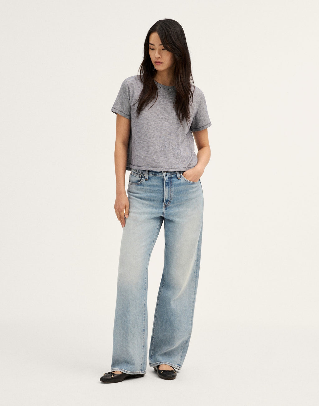 Madewell The Easy Crop Crewneck Tee in Soft Slub 100% Cotton