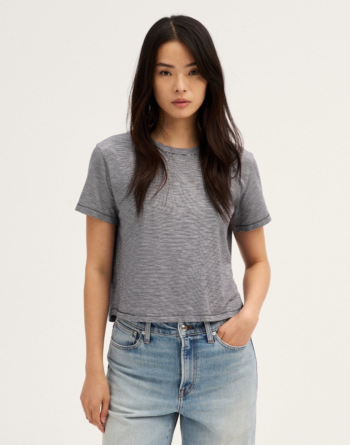 Madewell The Easy Crop Crewneck Tee in Soft Slub 100% Cotton