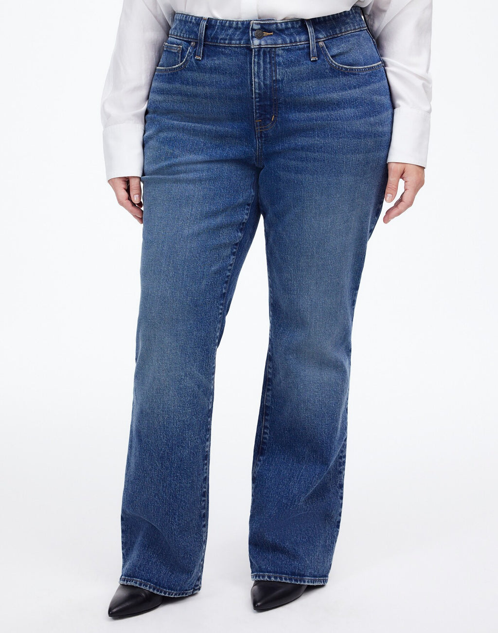 Madewell The Curvy Relaxed Bootcut Jean in Concho Wash 99% Cotton 1% Elastane
