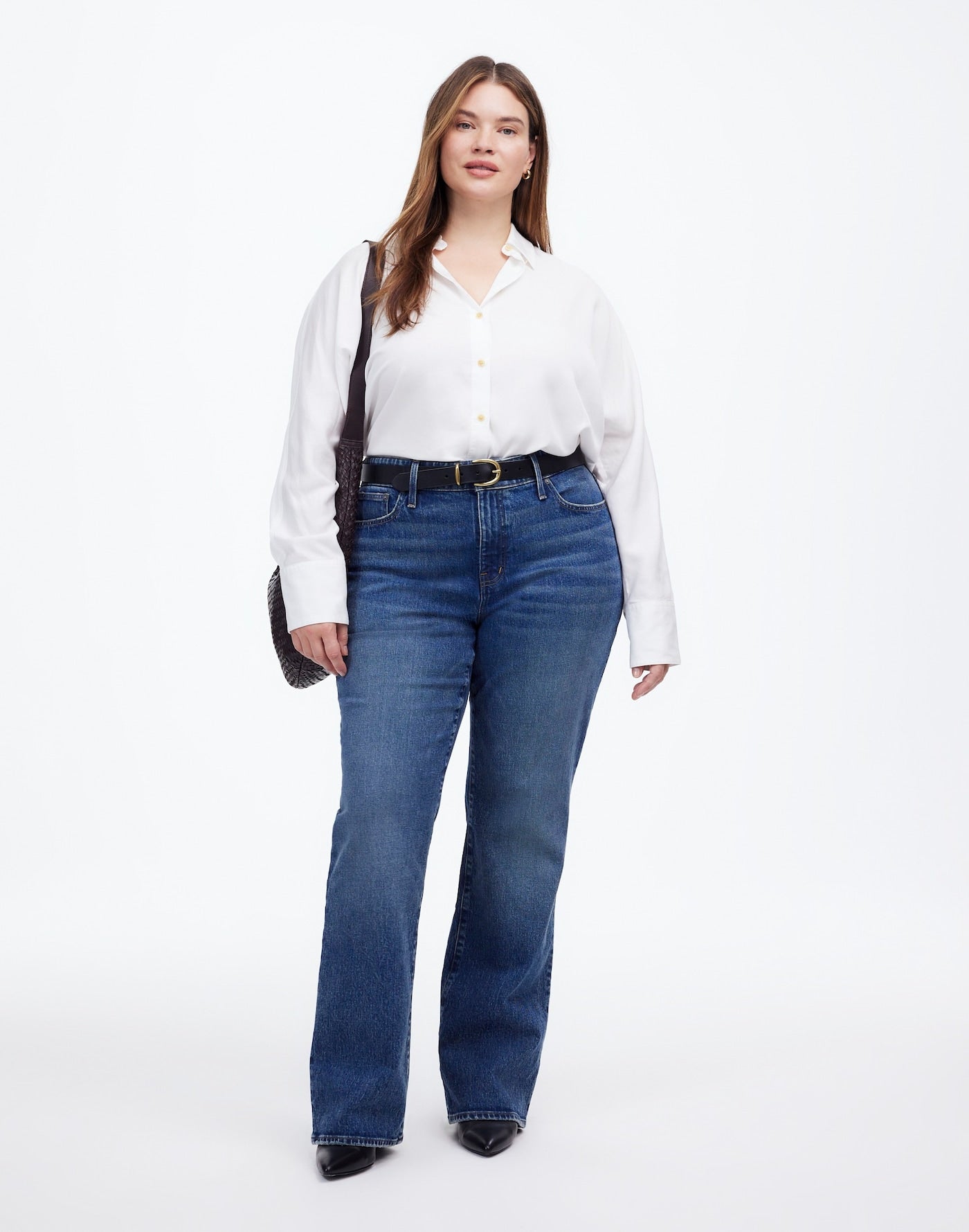Madewell The Curvy Relaxed Bootcut Jean in Concho Wash 99% Cotton 1% Elastane