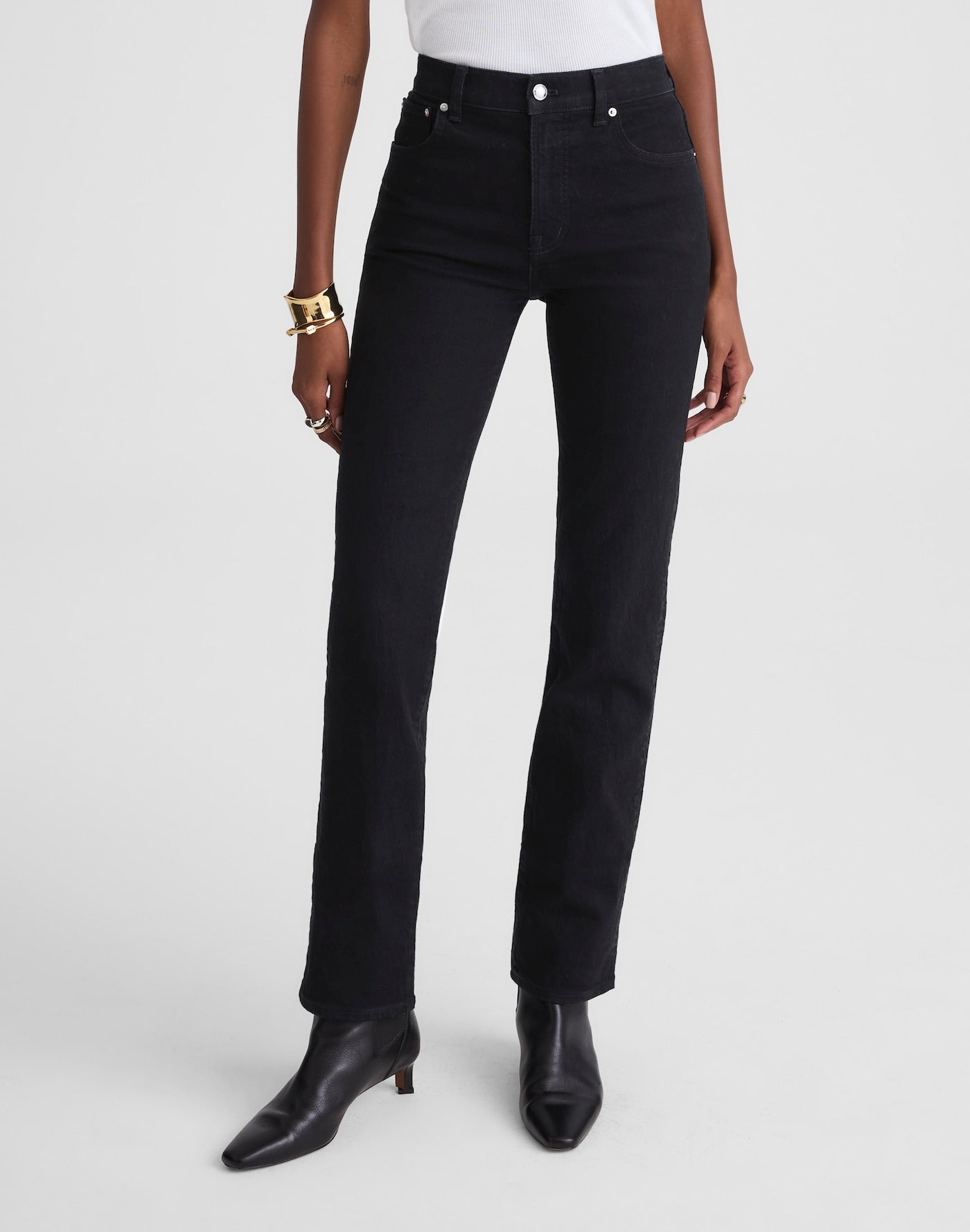 Madewell The Longline Straight Jean in Rigid Denim 99% Cotton 1% Elastane