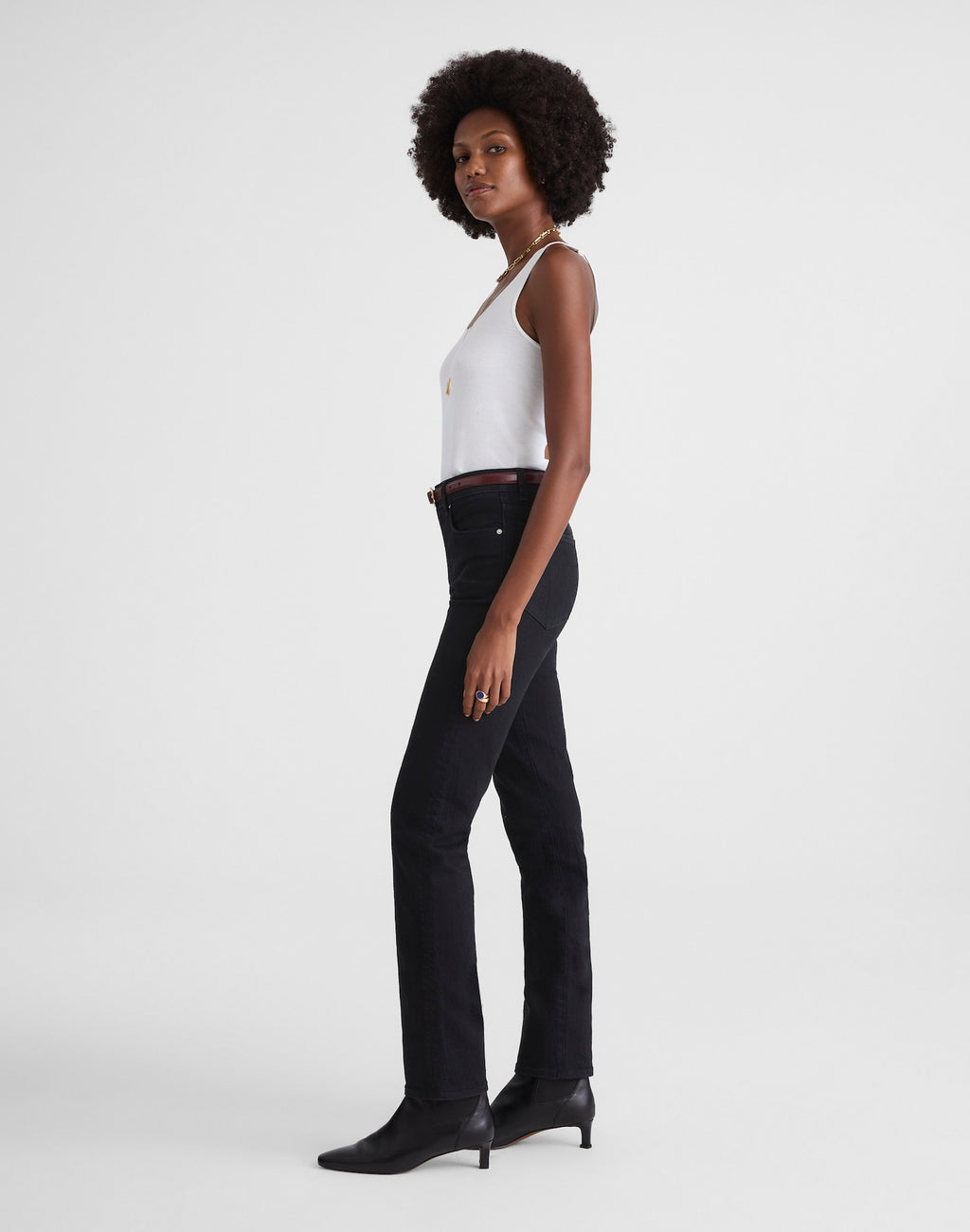 Madewell The Longline Straight Jean in Rigid Denim 99% Cotton 1% Elastane