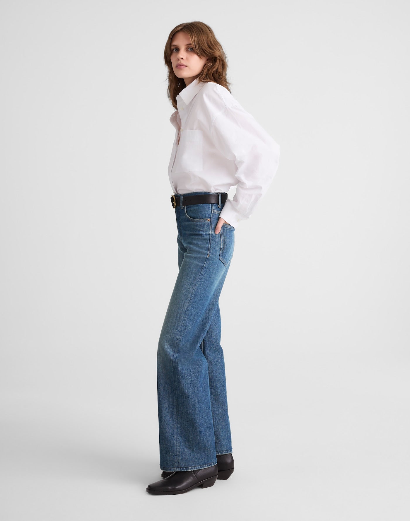 Madewell The Perfect Vintage Wide-Leg Jean in Black Rinse Wash 99% Cotton 1% Elastane