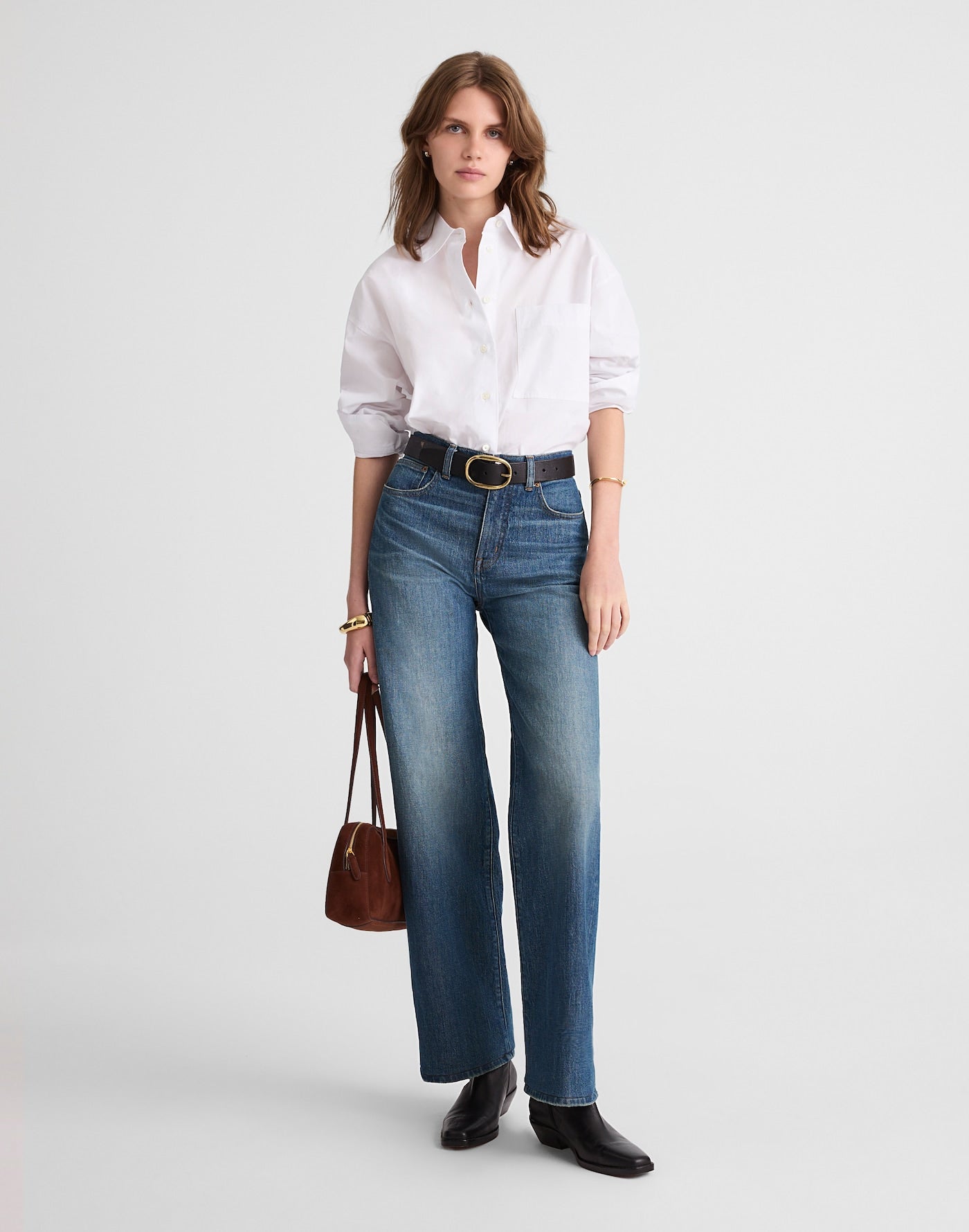 Madewell The Perfect Vintage Wide-Leg Jean in Black Rinse Wash 99% Cotton 1% Elastane