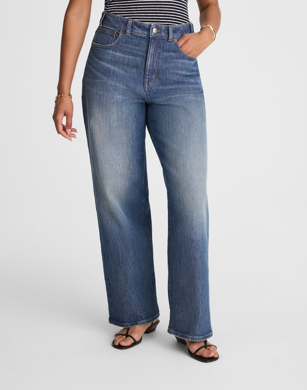 Madewell The Curvy Perfect Vintage Wide-Leg Jean in Harvey Wash 99% Cotton 1% Elastane