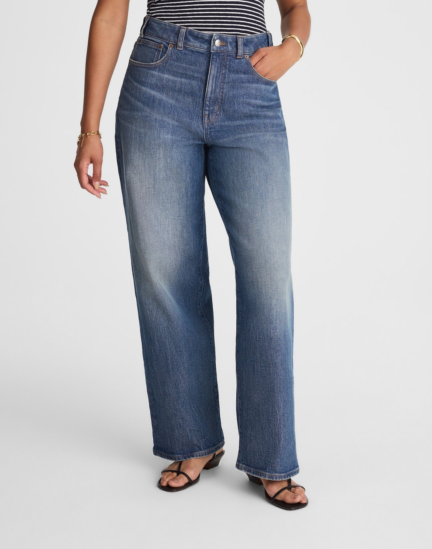 Madewell The Curvy Perfect Vintage Wide-Leg Jean in Harvey Wash 99% Cotton 1% Elastane