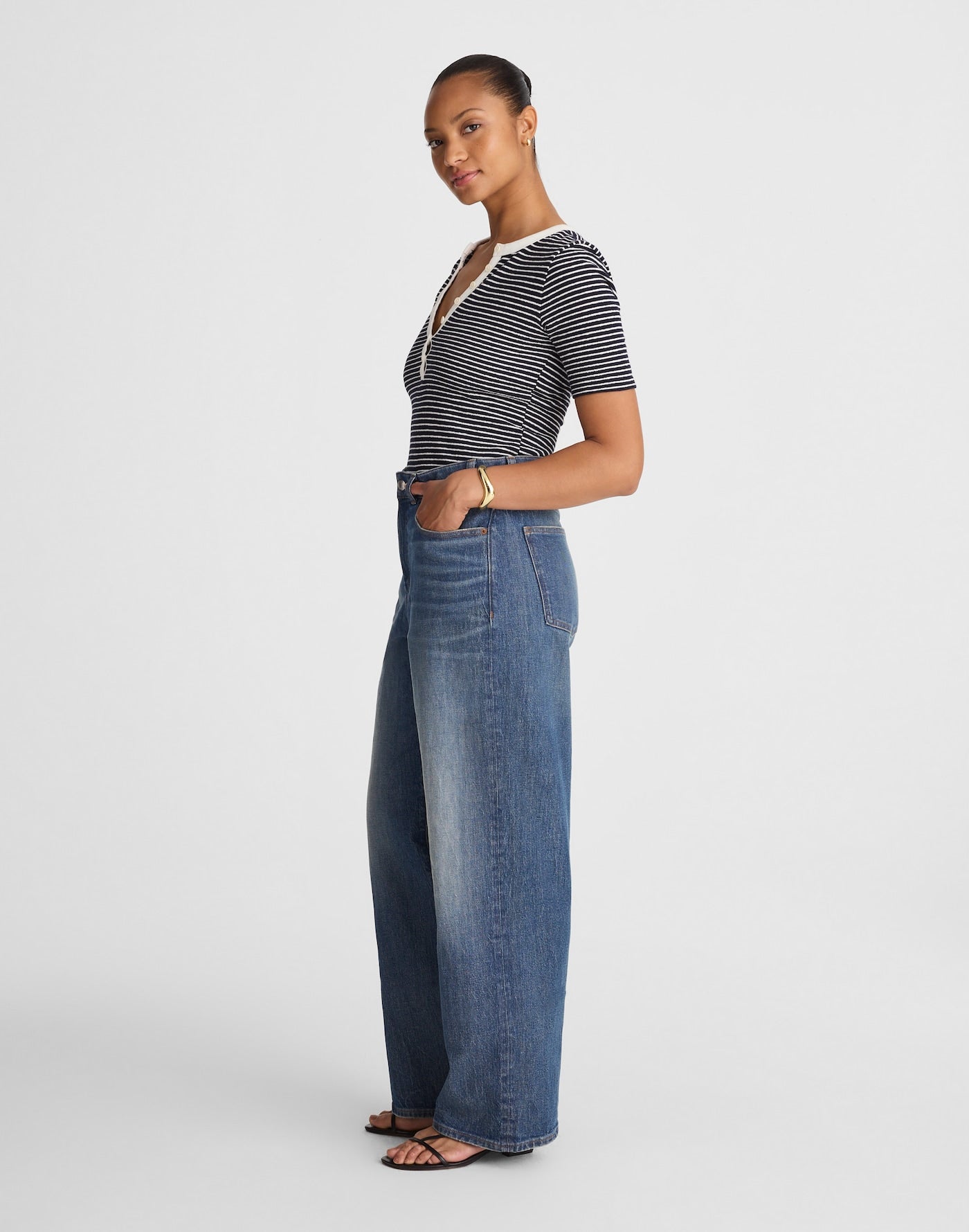 Madewell The Curvy Perfect Vintage Wide-Leg Jean in Harvey Wash 99% Cotton 1% Elastane