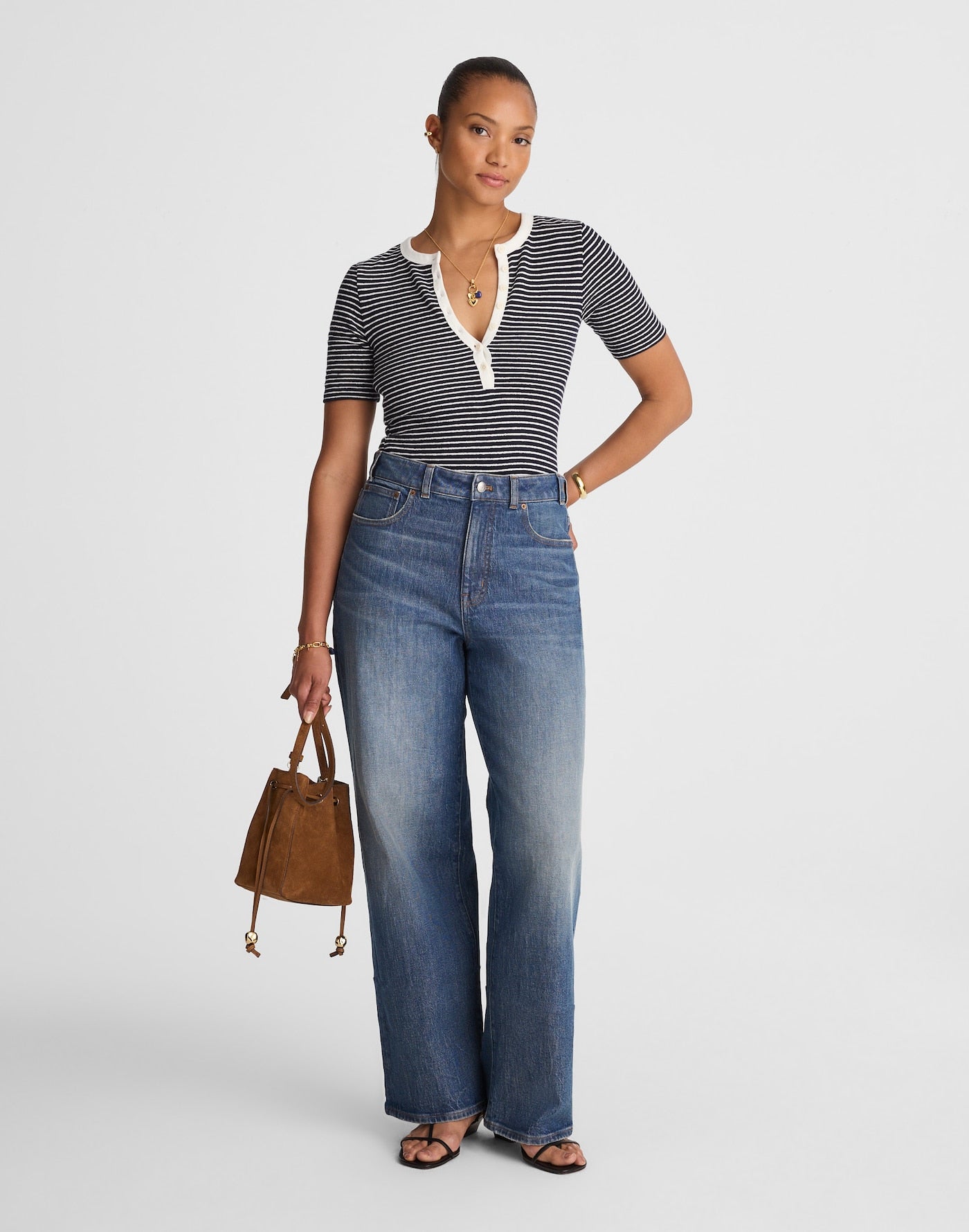 Madewell The Curvy Perfect Vintage Wide-Leg Jean in Harvey Wash 99% Cotton 1% Elastane