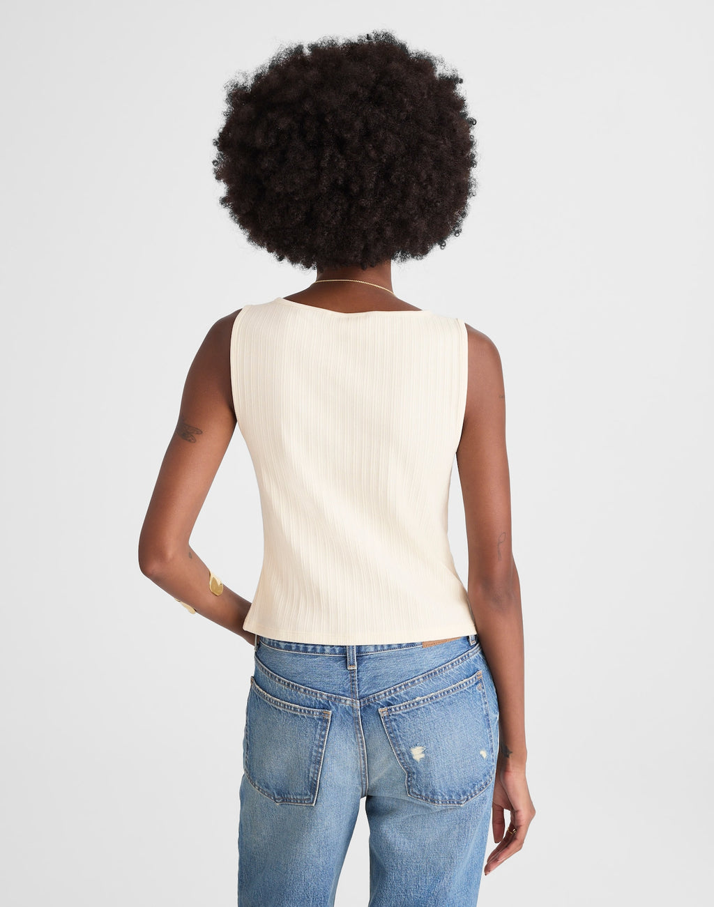 Madewell Ribbed Crewneck Shell Top 91% Cotton