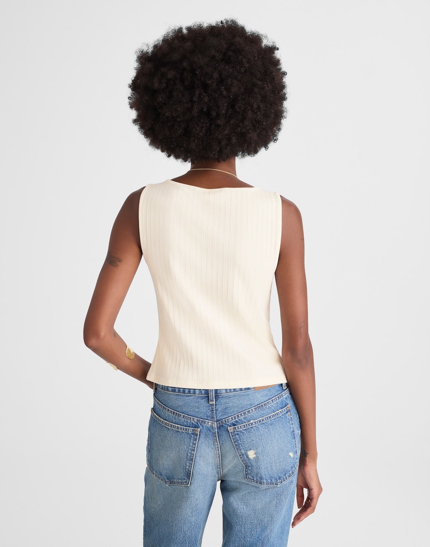 Madewell Ribbed Crewneck Shell Top 91% Cotton