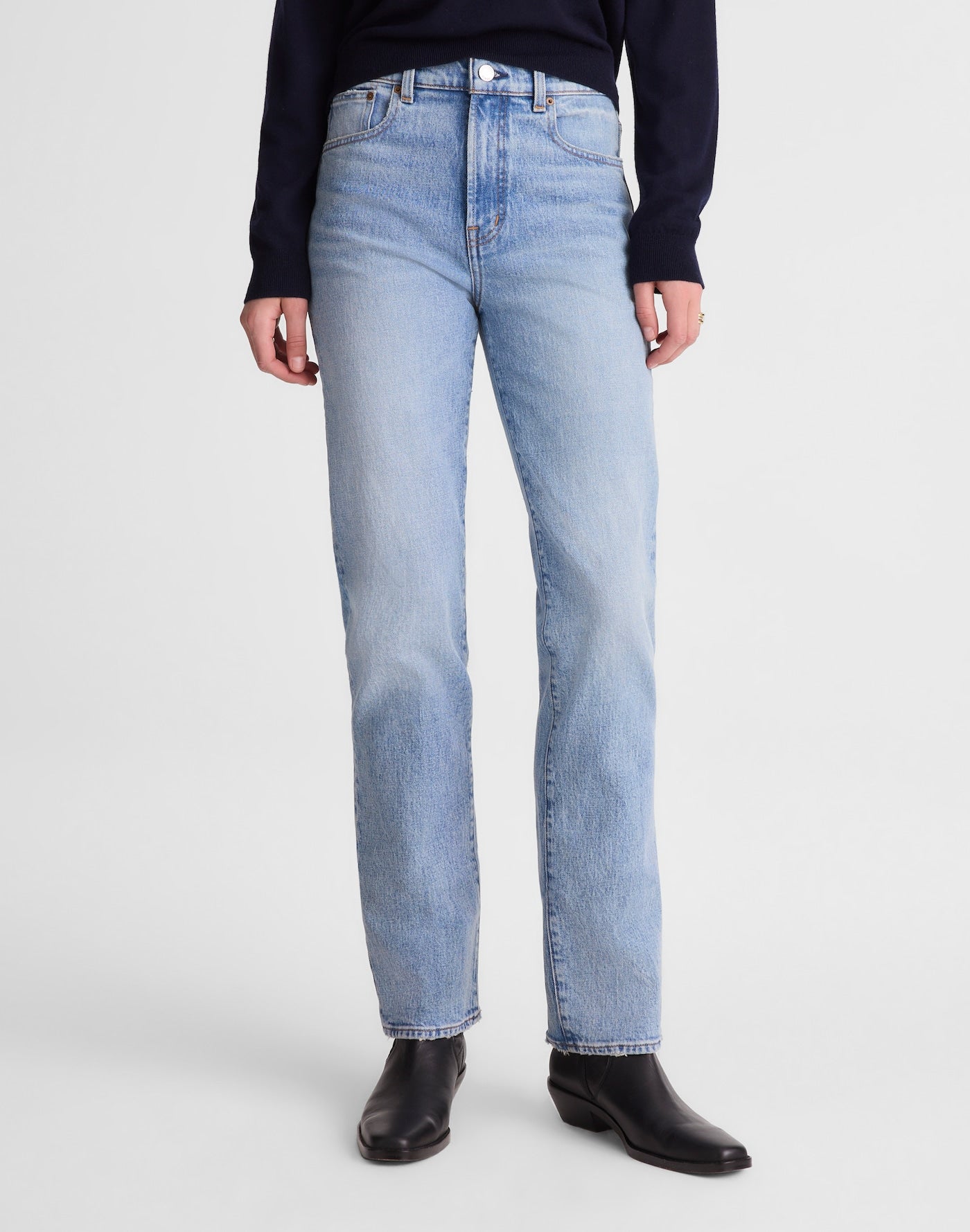 Madewell The Longline Straight Jean in Rigid Denim 99% Cotton 1% Elastane