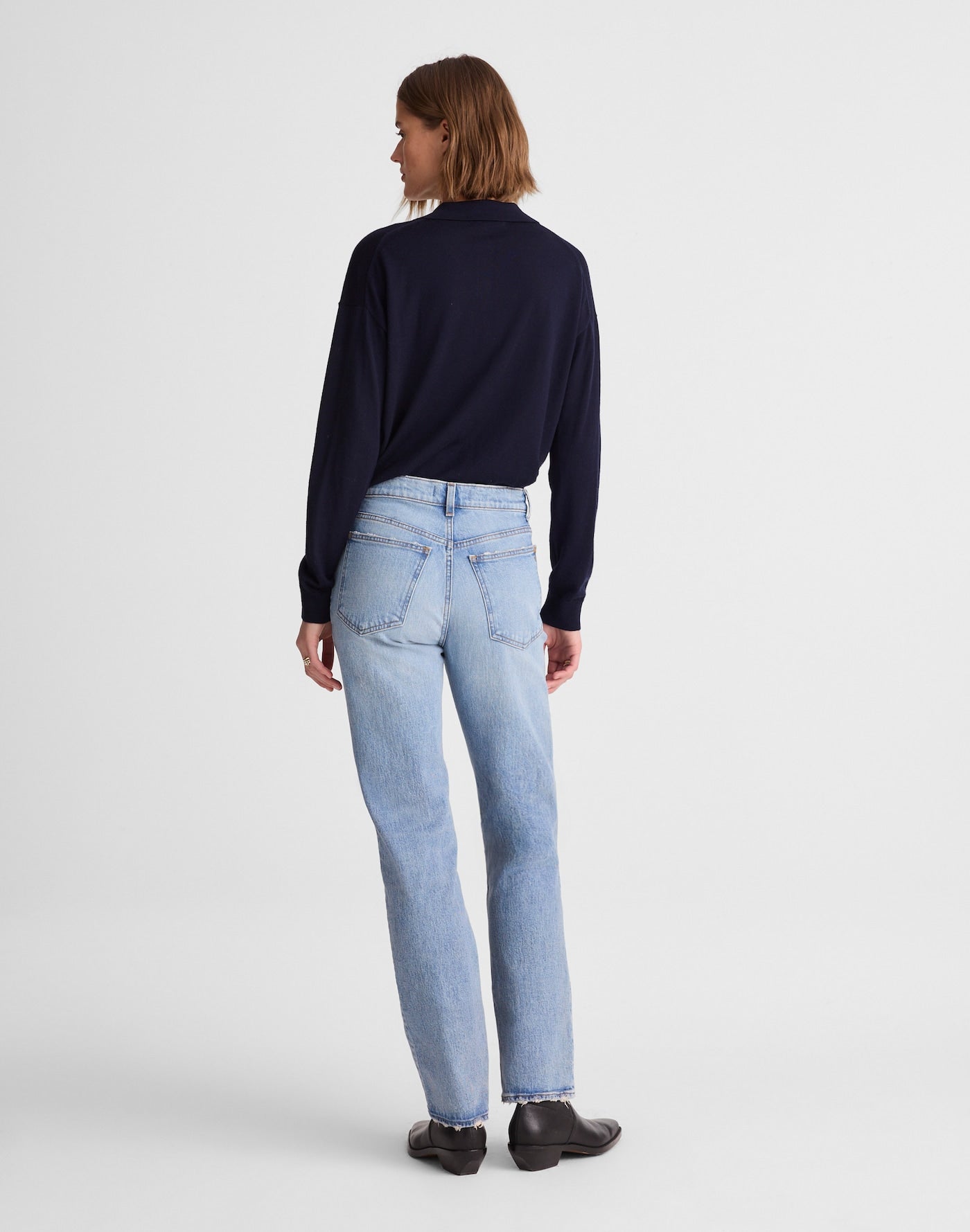 Madewell The Longline Straight Jean in Rigid Denim 99% Cotton 1% Elastane