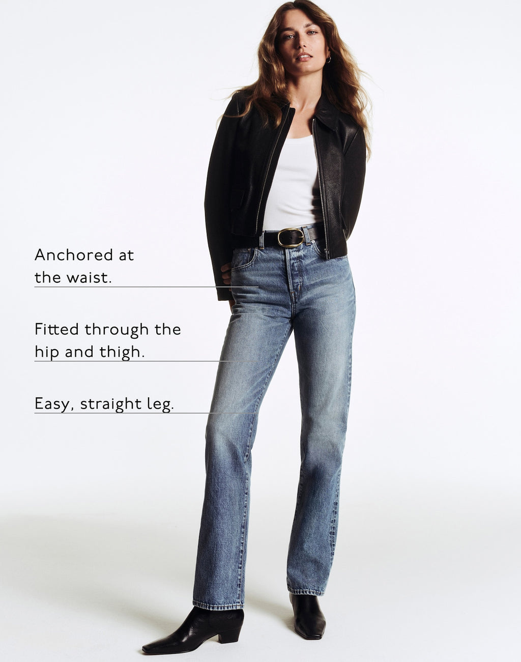 Madewell The Longline Straight Jean in Rigid Denim 99% Cotton 1% Elastane
