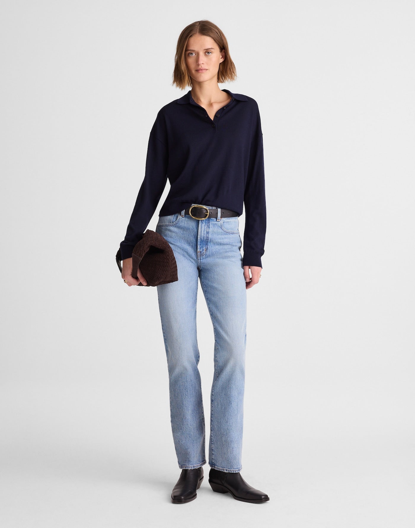 Madewell The Longline Straight Jean in Rigid Denim 99% Cotton 1% Elastane