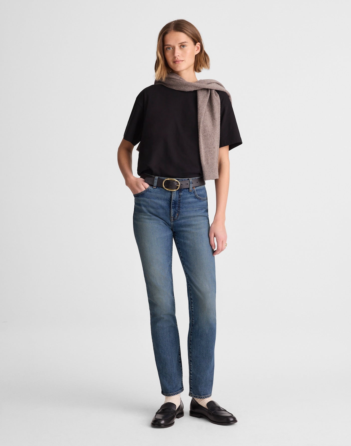 Madewell The Jules Slim-Straight Jean in Rinse Wash 98% Cotton 2% Elastane