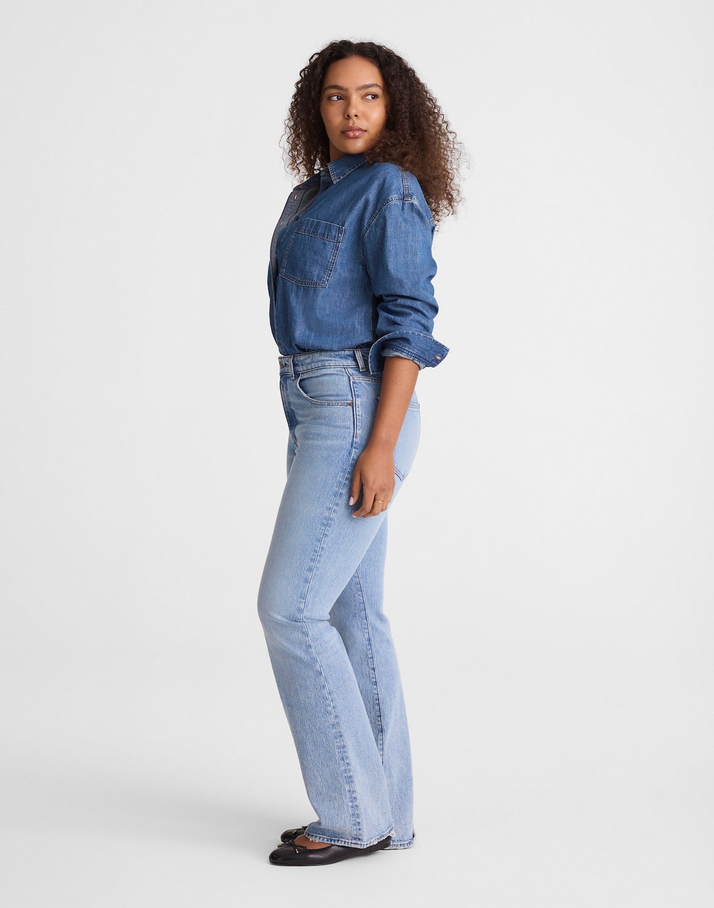 Madewell The Curvy Relaxed Bootcut Jean in Rigid Denim 100% Cotton