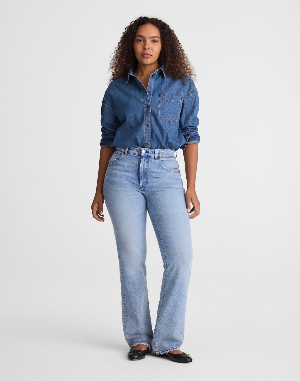 Madewell The Curvy Relaxed Bootcut Jean in Rigid Denim 100% Cotton
