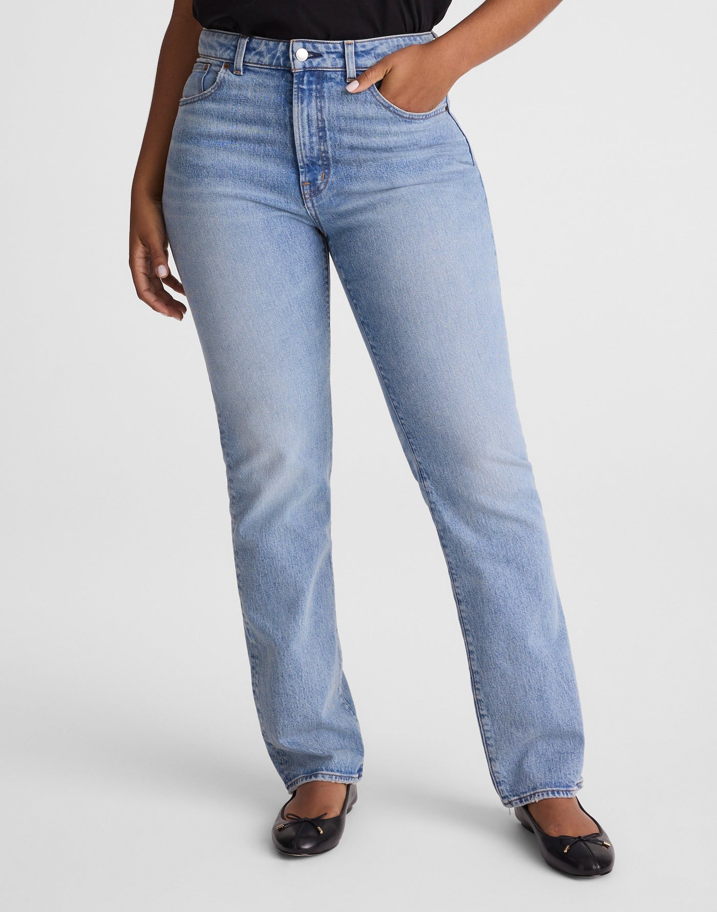 Madewell The Curvy Longline Straight Jean in Raebrook Wash 99% Cotton 1% Elastane