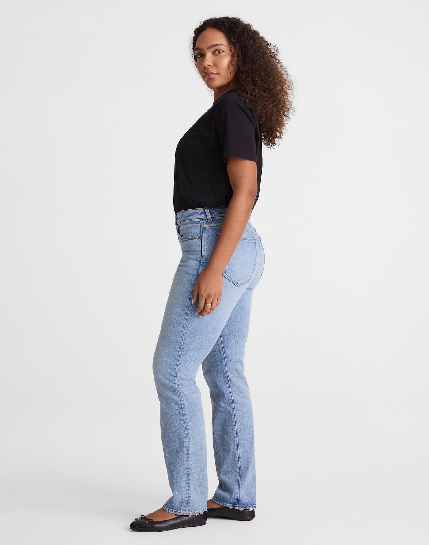 Madewell The Curvy Longline Straight Jean in Raebrook Wash 99% Cotton 1% Elastane