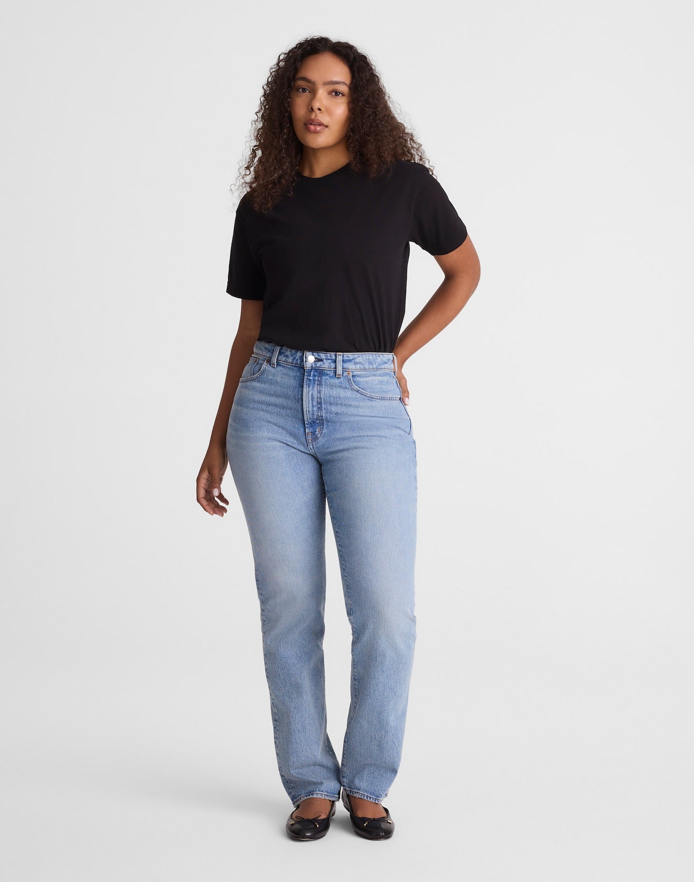 Madewell The Curvy Longline Straight Jean in Raebrook Wash 99% Cotton 1% Elastane