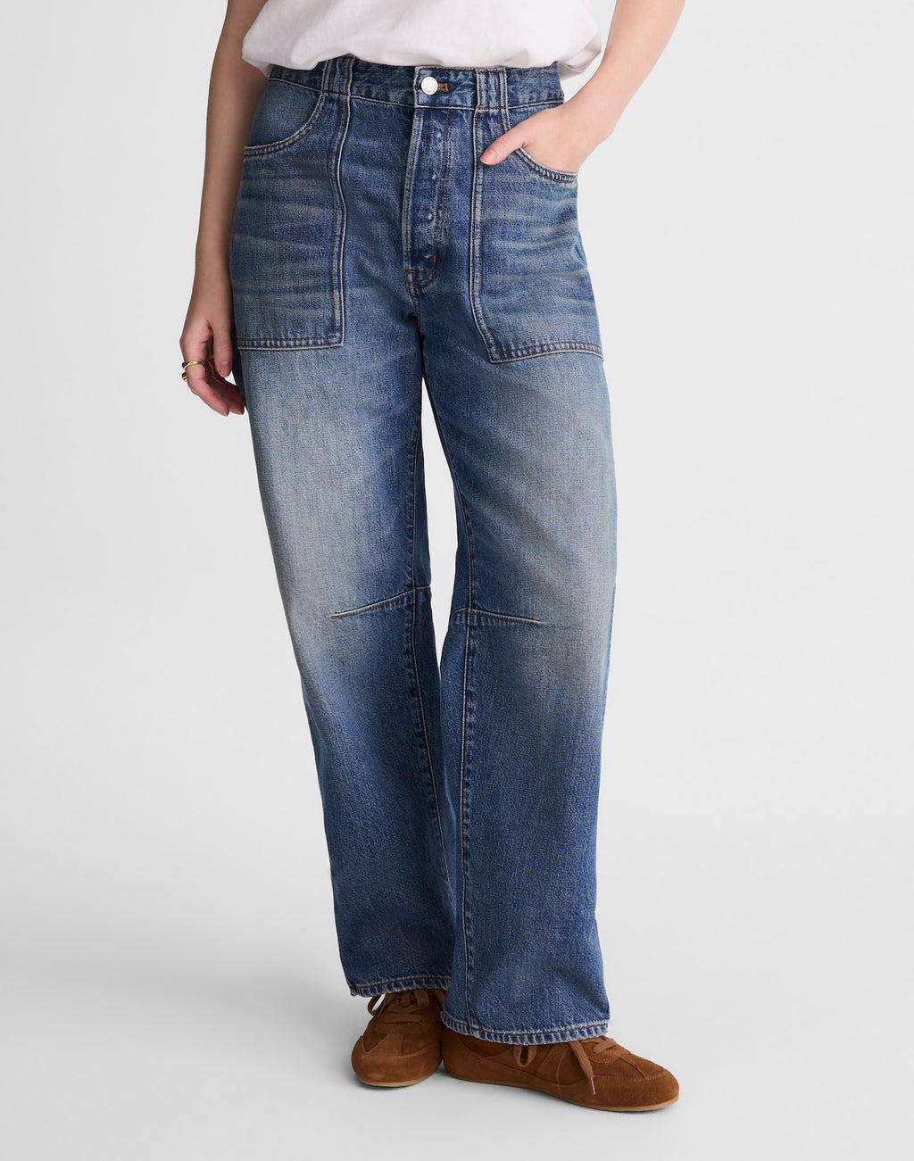 Madewell Circular Darted Barrel-Leg Jean in Irmo Wash 100% Regenagri Cotton