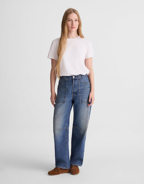 Madewell Circular Darted Barrel-Leg Jean in Irmo Wash 100% Regenagri Cotton