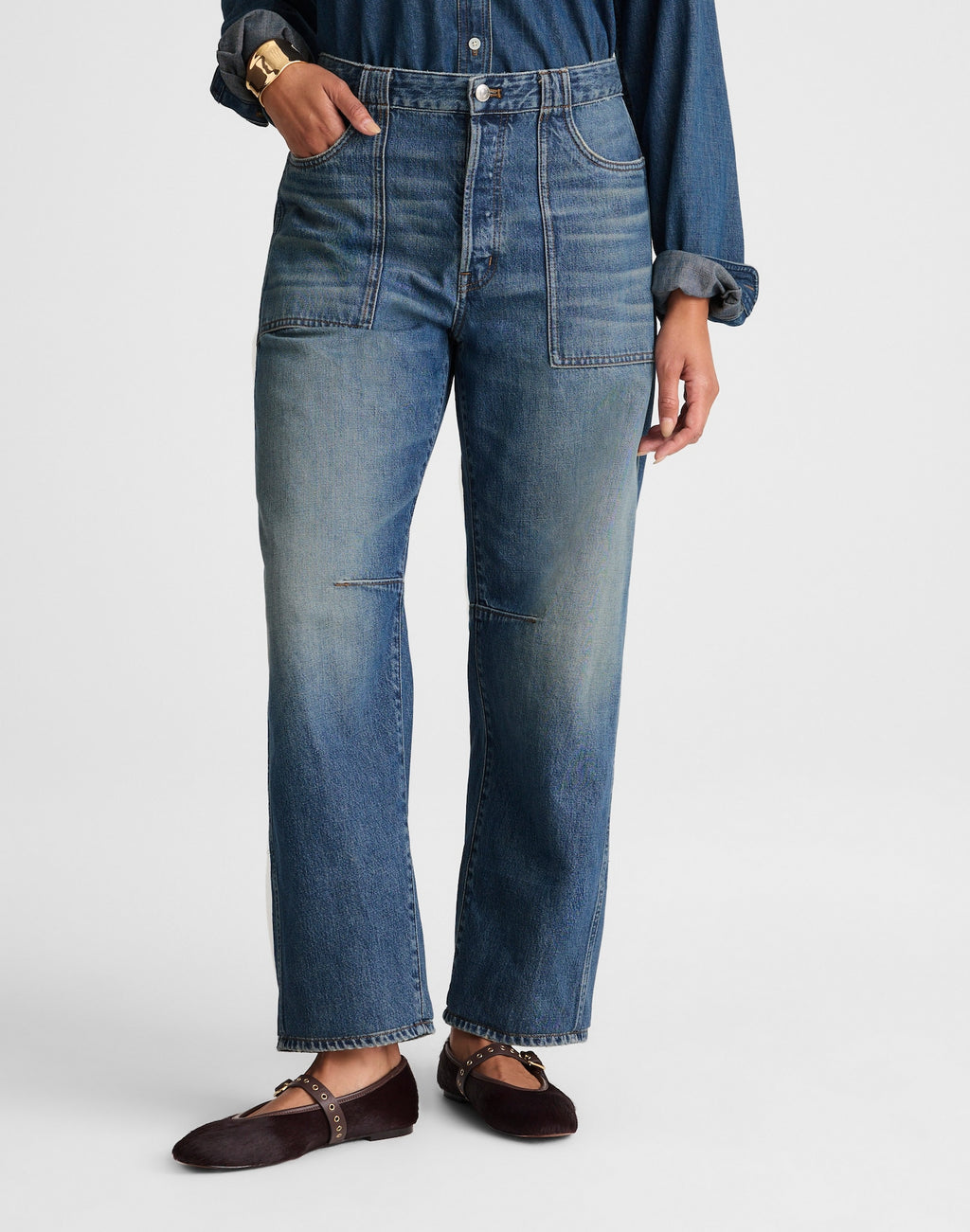 Madewell The Curvy Darted Barrel-Leg Jean in Irmo Wash 100% Regenagri Cotton