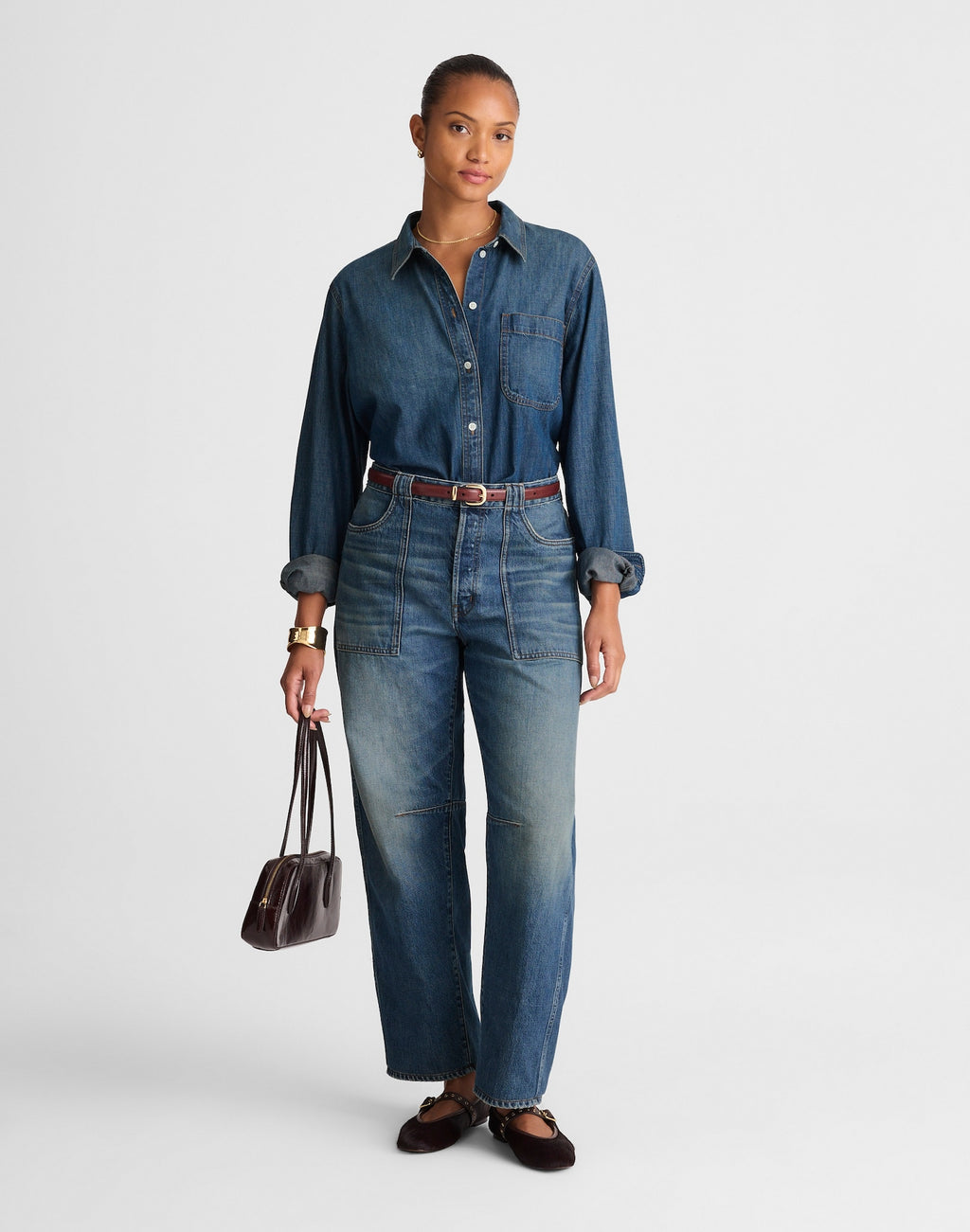 Madewell The Curvy Darted Barrel-Leg Jean in Irmo Wash 100% Regenagri Cotton