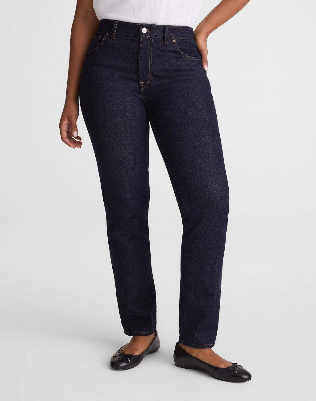 Madewell The Curvy Jules Slim-Straight Jean in Rinse Wash 98% Cotton 2% Elastane