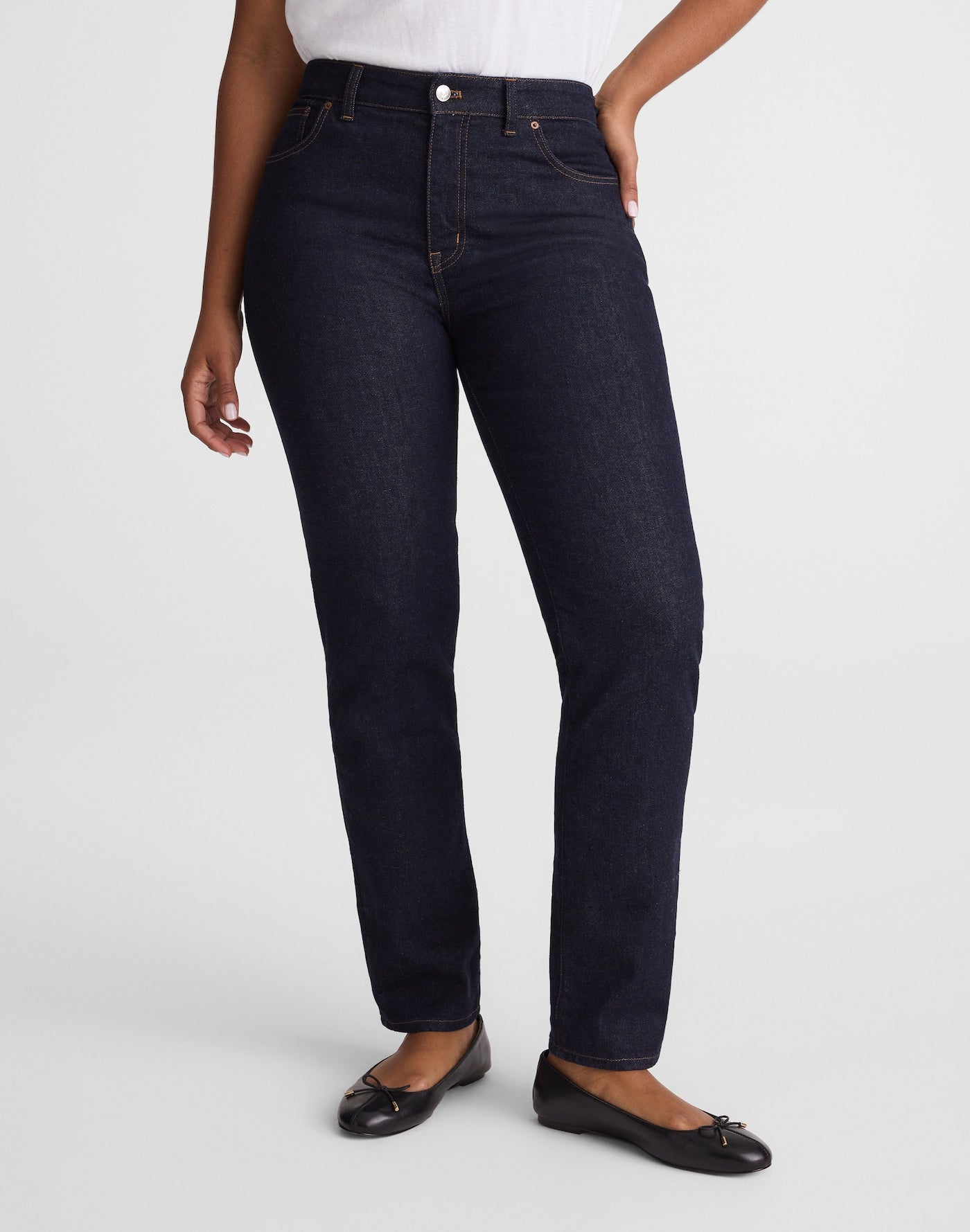 Madewell The Curvy Jules Slim-Straight Jean in Rinse Wash 98% Cotton 2% Elastane