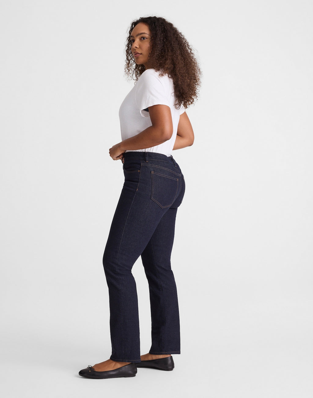 Madewell The Curvy Jules Slim-Straight Jean in Rinse Wash 98% Cotton 2% Elastane