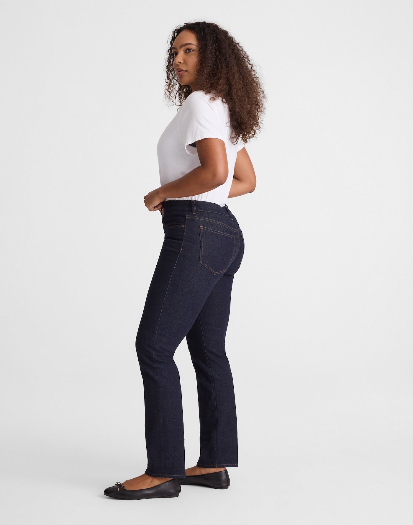 Madewell The Curvy Jules Slim-Straight Jean in Rinse Wash 98% Cotton 2% Elastane