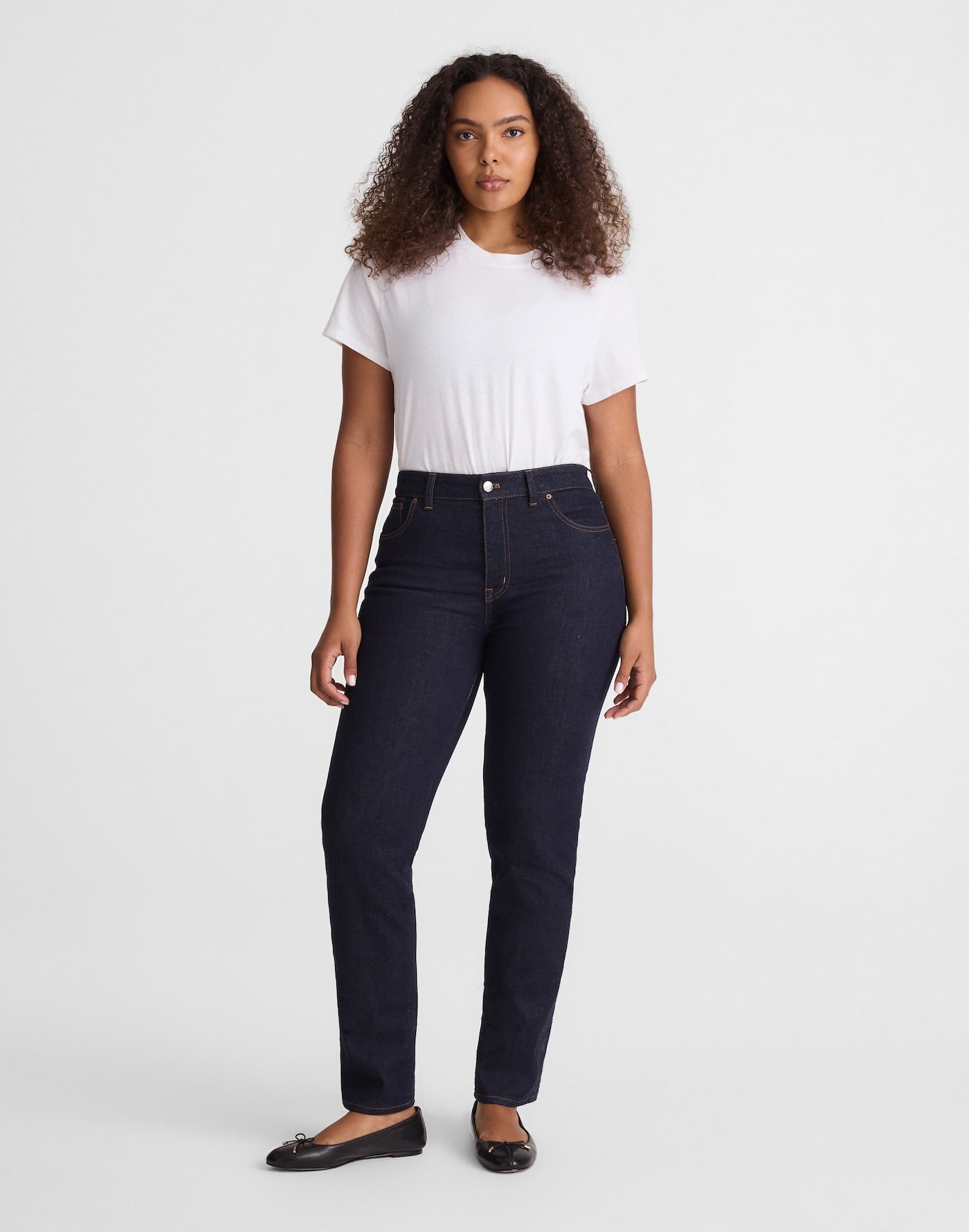 Madewell The Curvy Jules Slim-Straight Jean in Rinse Wash 98% Cotton 2% Elastane