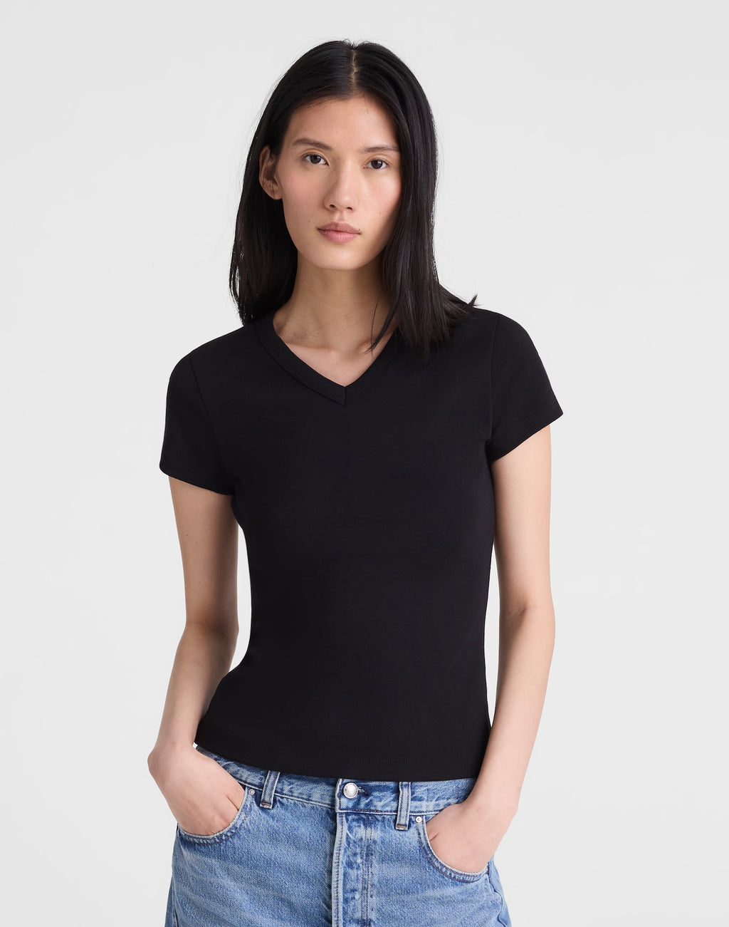 Madewell '90s V-Neck Baby Tee Compact Cotton