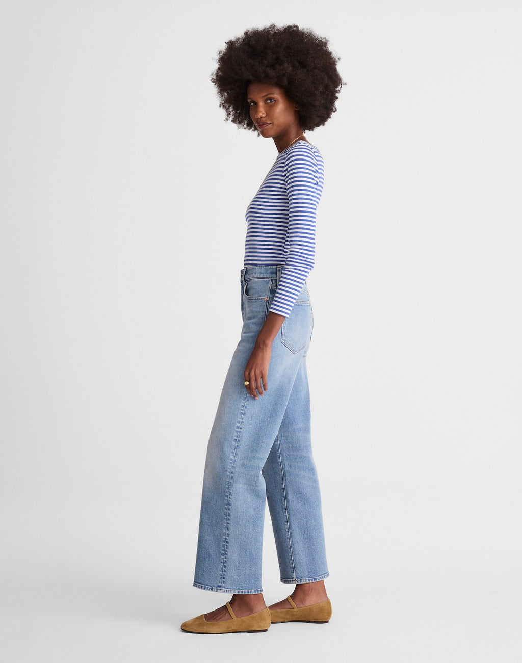Madewell The Perfect Vintage Wide-Leg Crop Jean in Rigid Denim 96% Regenagri Cotton 3% EME 1% Elastane