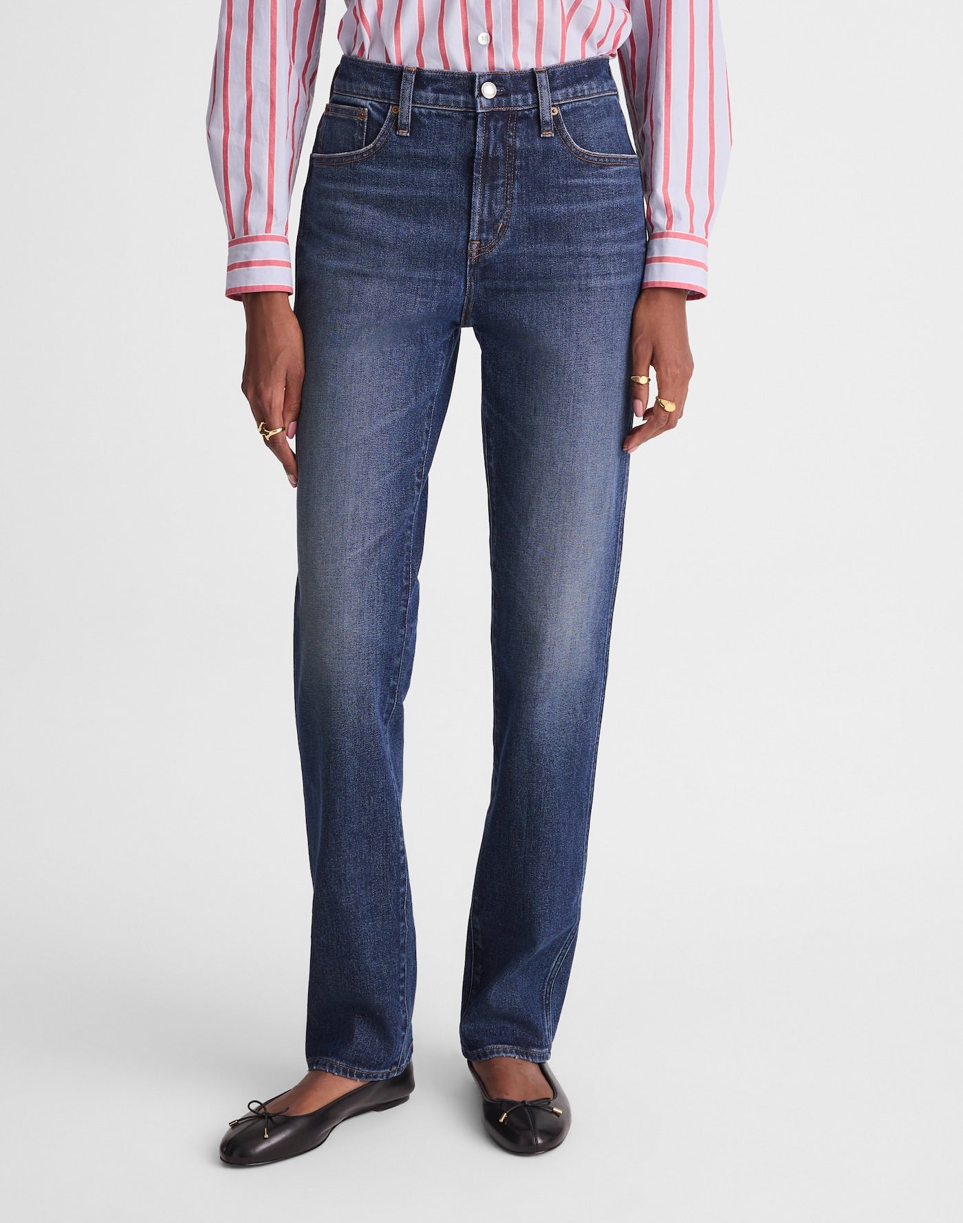 Madewell The Longline Straight Jean in Regenagri Cotton 96% Cotton 3% EME 1% Elastane