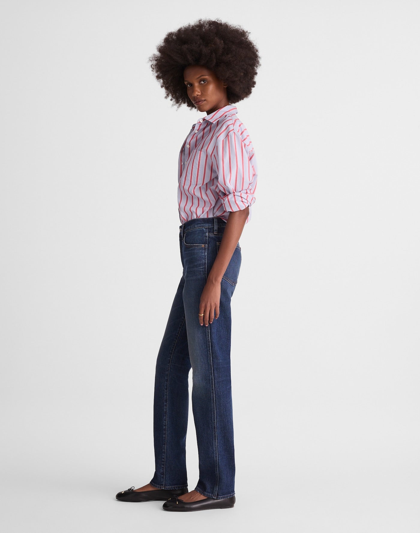 Madewell The Longline Straight Jean in Regenagri Cotton 96% Cotton 3% EME 1% Elastane