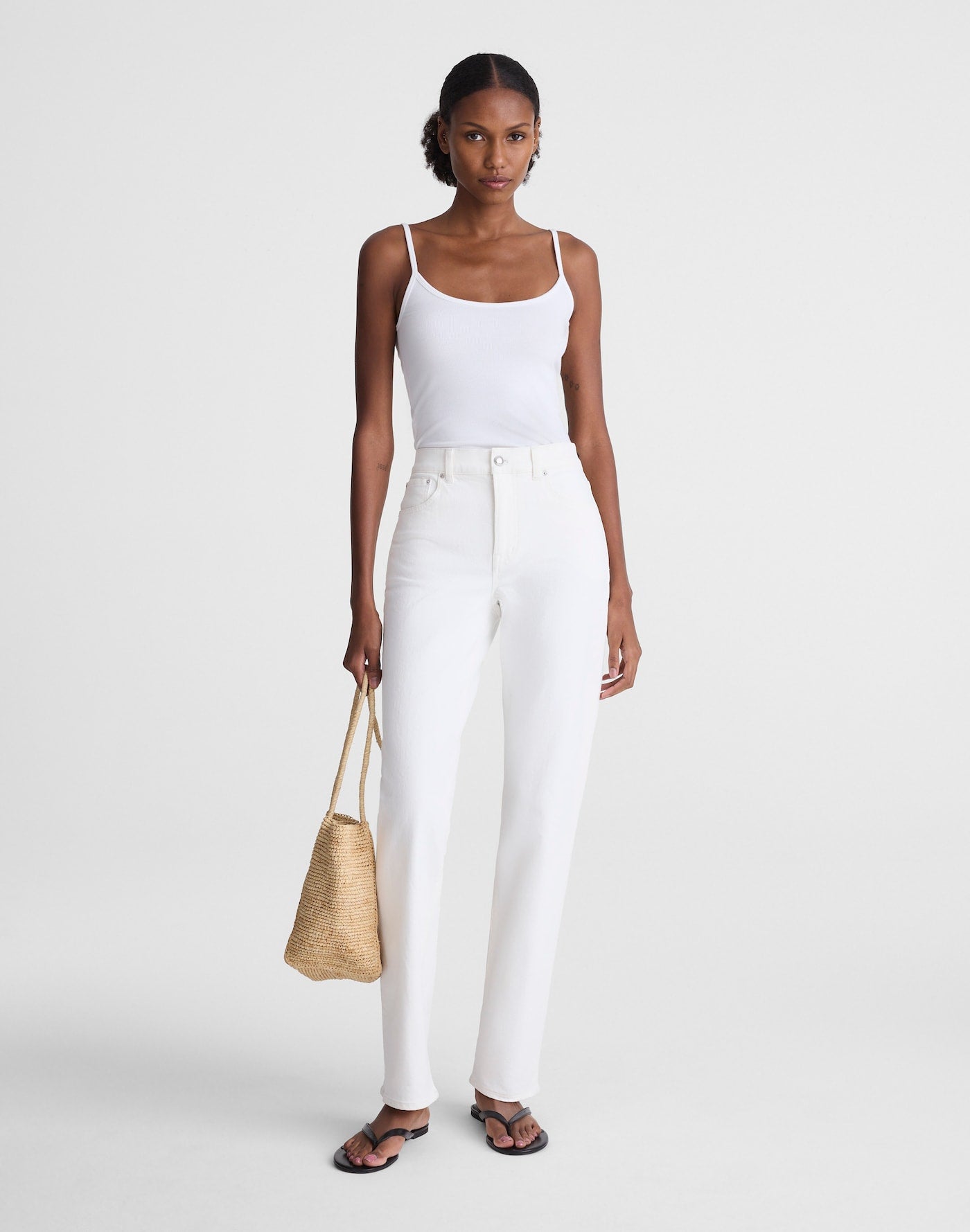 Madewell The Longline Straight Jean in Black Frost 98% Cotton 2% Elastane