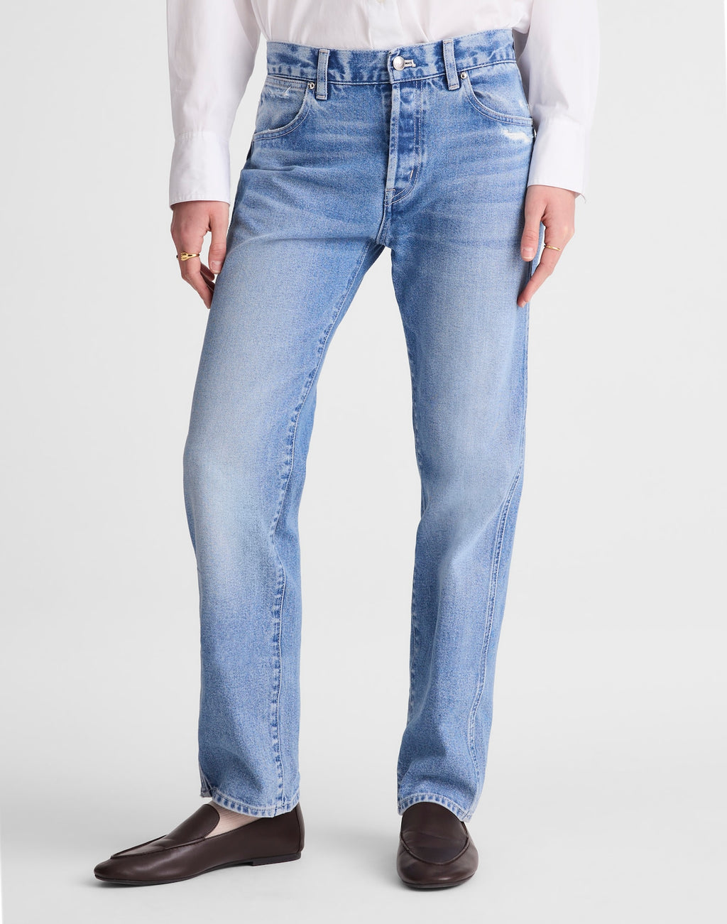 Madewell The Dean Easy Straight Jean in Light Lapis Wash 85% Cotton 15% TENCEL Lyocell