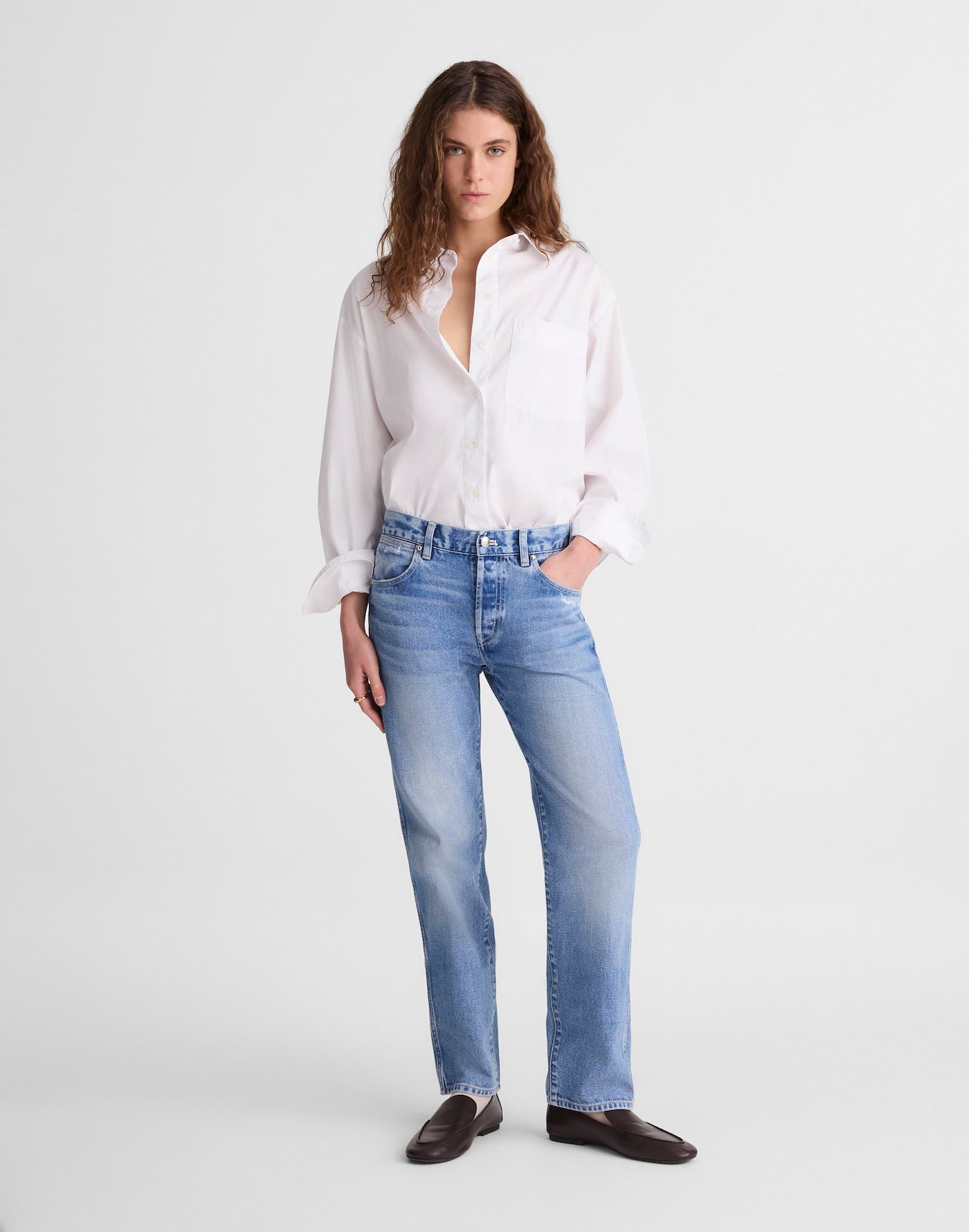 Madewell The Dean Easy Straight Jean in Light Lapis Wash 85% Cotton 15% TENCEL Lyocell