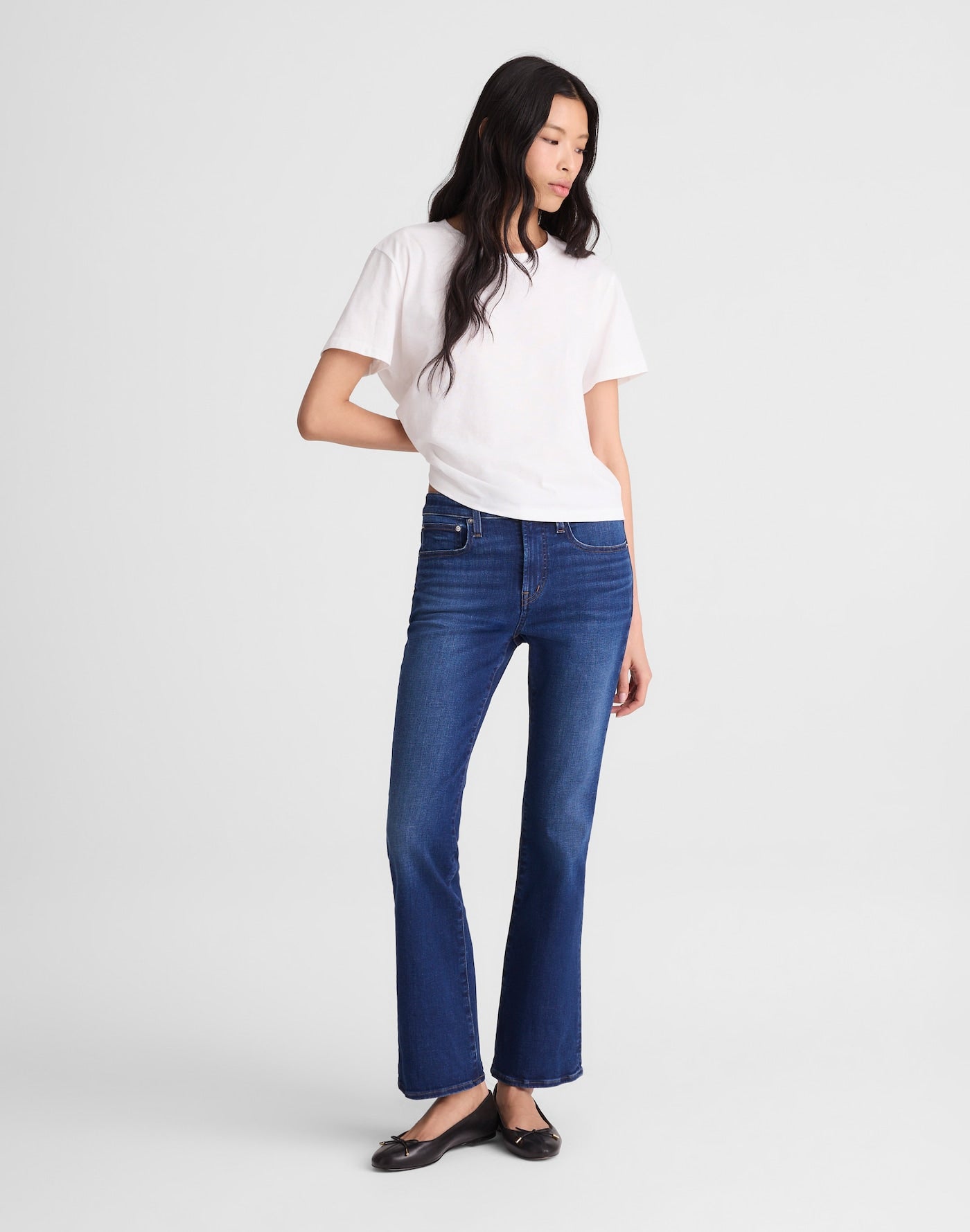 Madewell The Flare Crop Jean in Super Stretch Denim 91% Cotton 6% Recycled Polyester 3% Elastane
