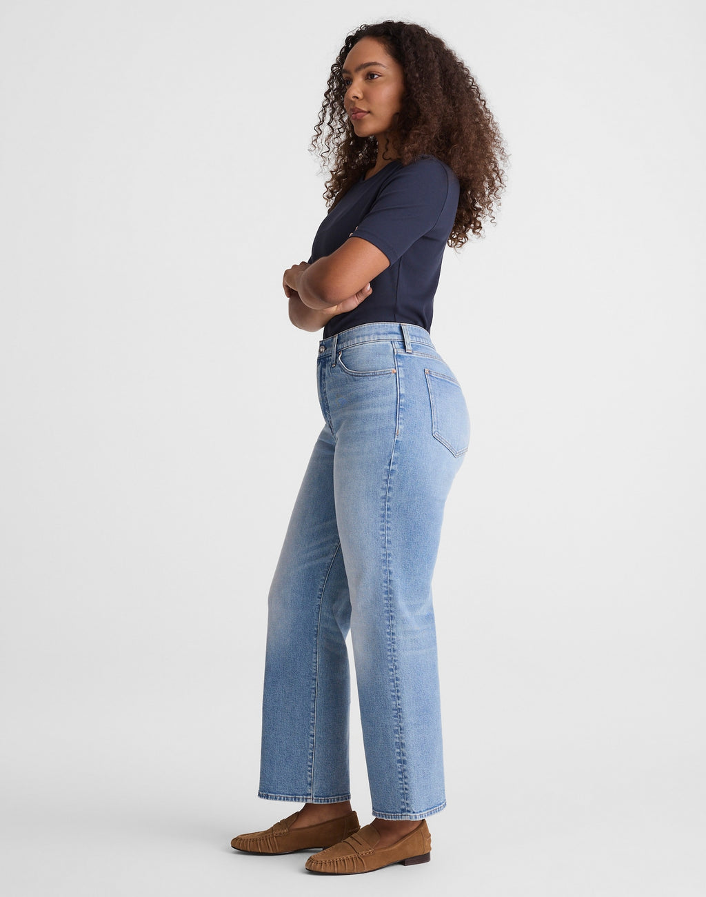 Madewell The Curvy Perfect Vintage Wide-Leg Crop Jean in Rigid Denim 96% Regenagri Cotton 3% EME 1% Elastane