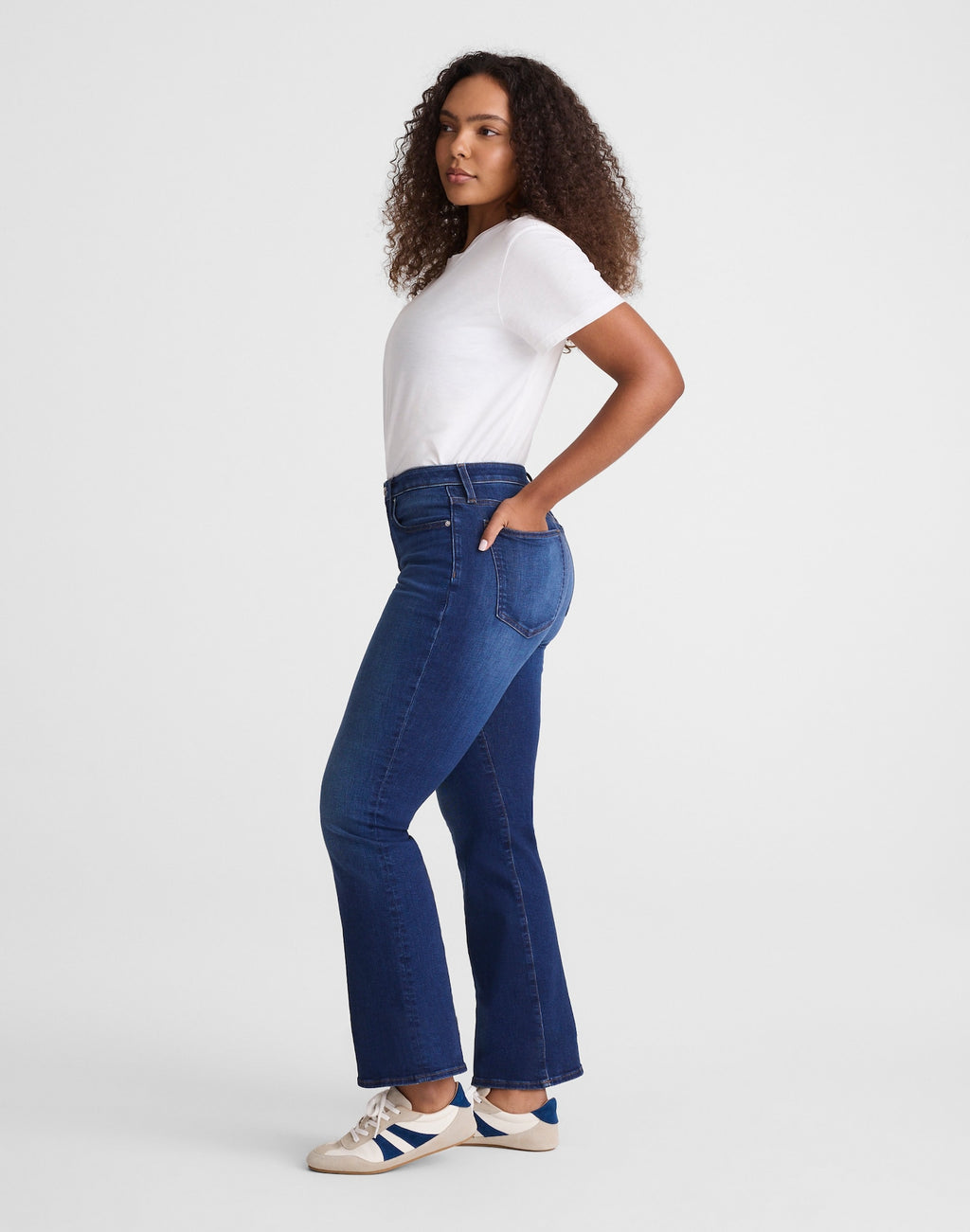 Madewell The Curvy Flare Crop Jean in Super Stretch Denim 91% Cotton 6% Recycled Polyester 3% Elastane