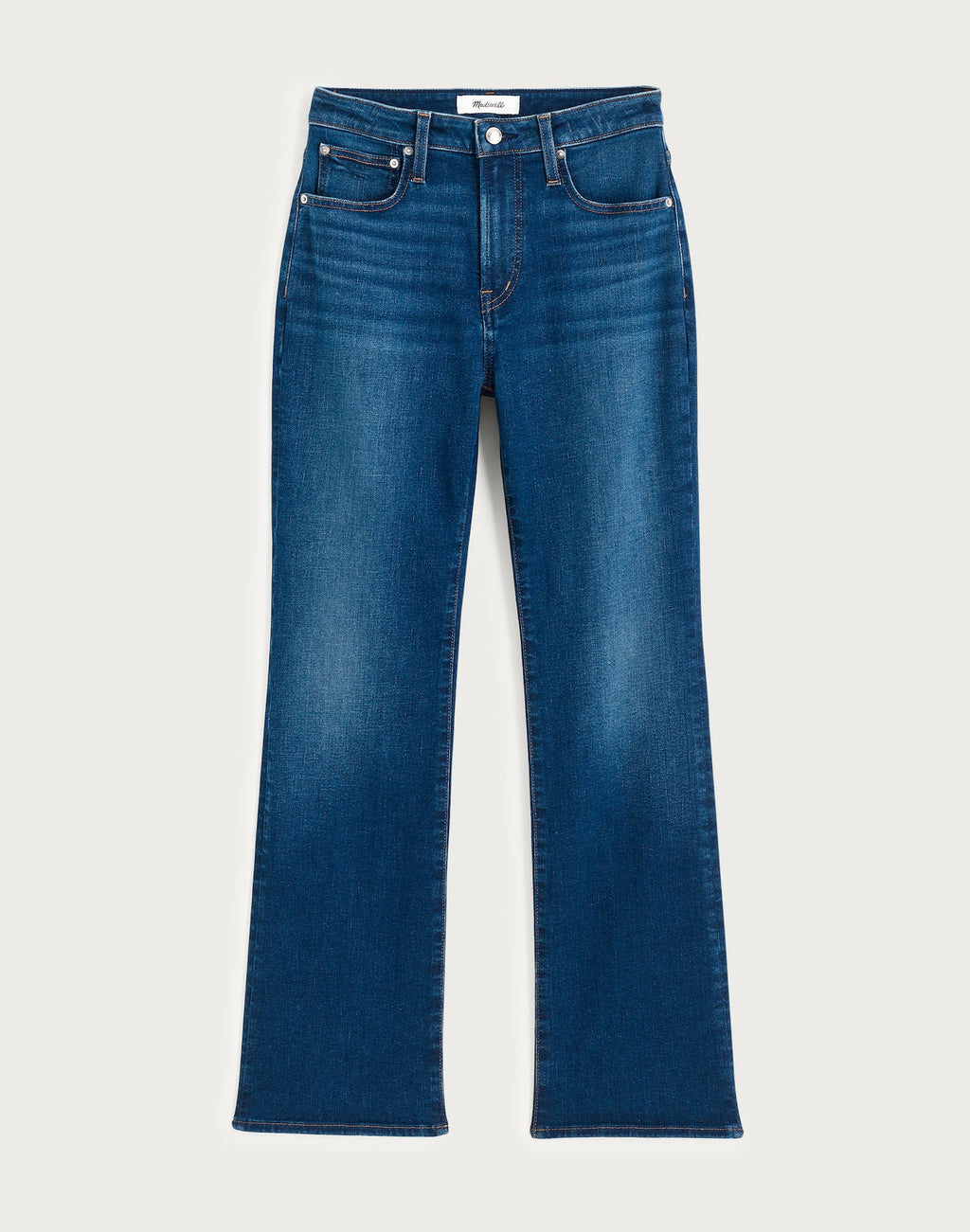 Madewell The Curvy Flare Crop Jean in Super Stretch Denim 91% Cotton 6% Recycled Polyester 3% Elastane