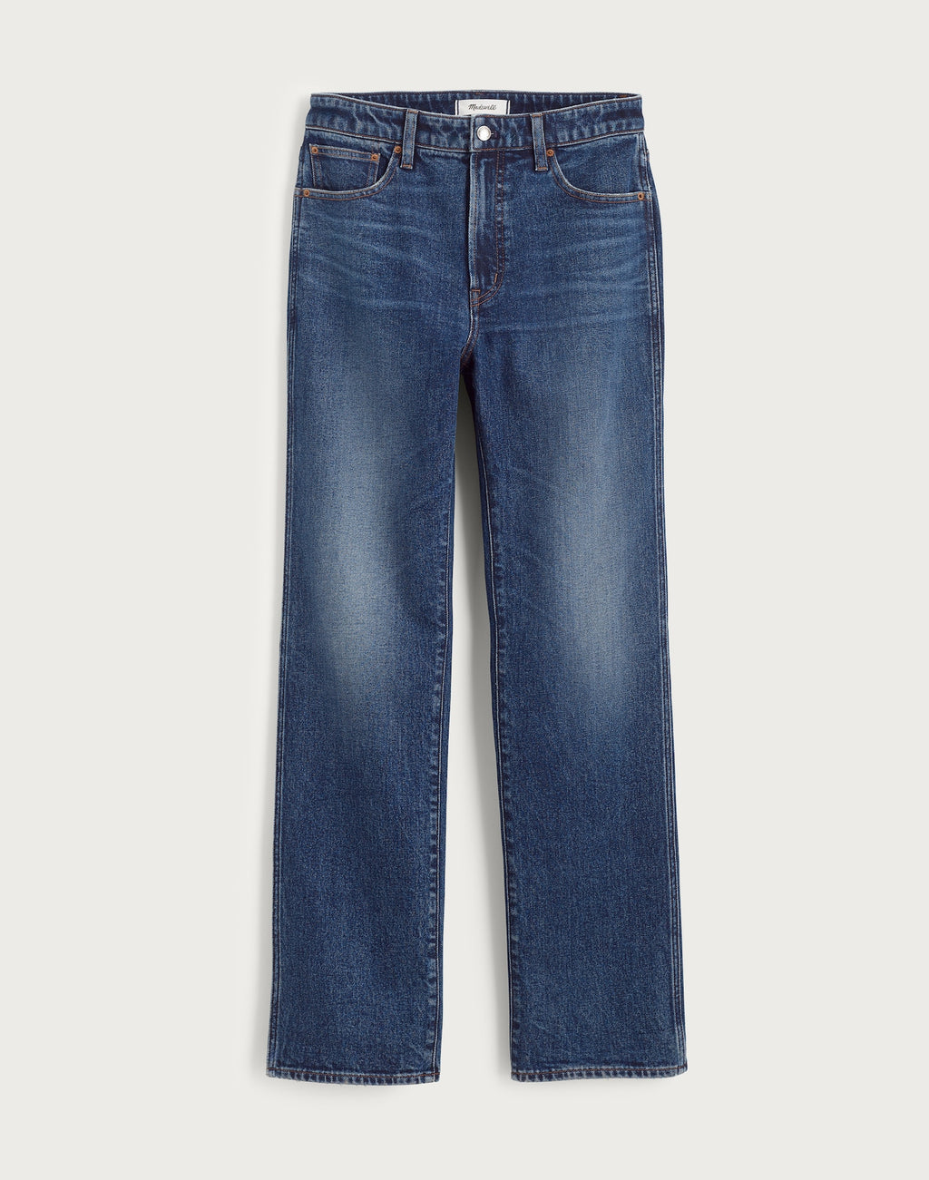 Madewell The Curvy Longline Straight Jean in Midnight Waters Wash 96% Regenagri Cotton 3% EME 1% Elastane